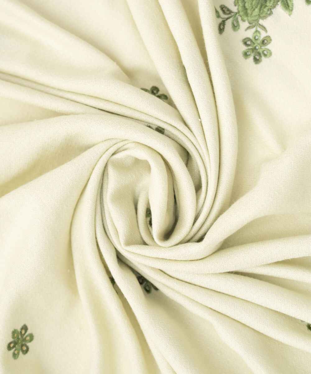 Embroidered Blended Shawl Off White Shawl