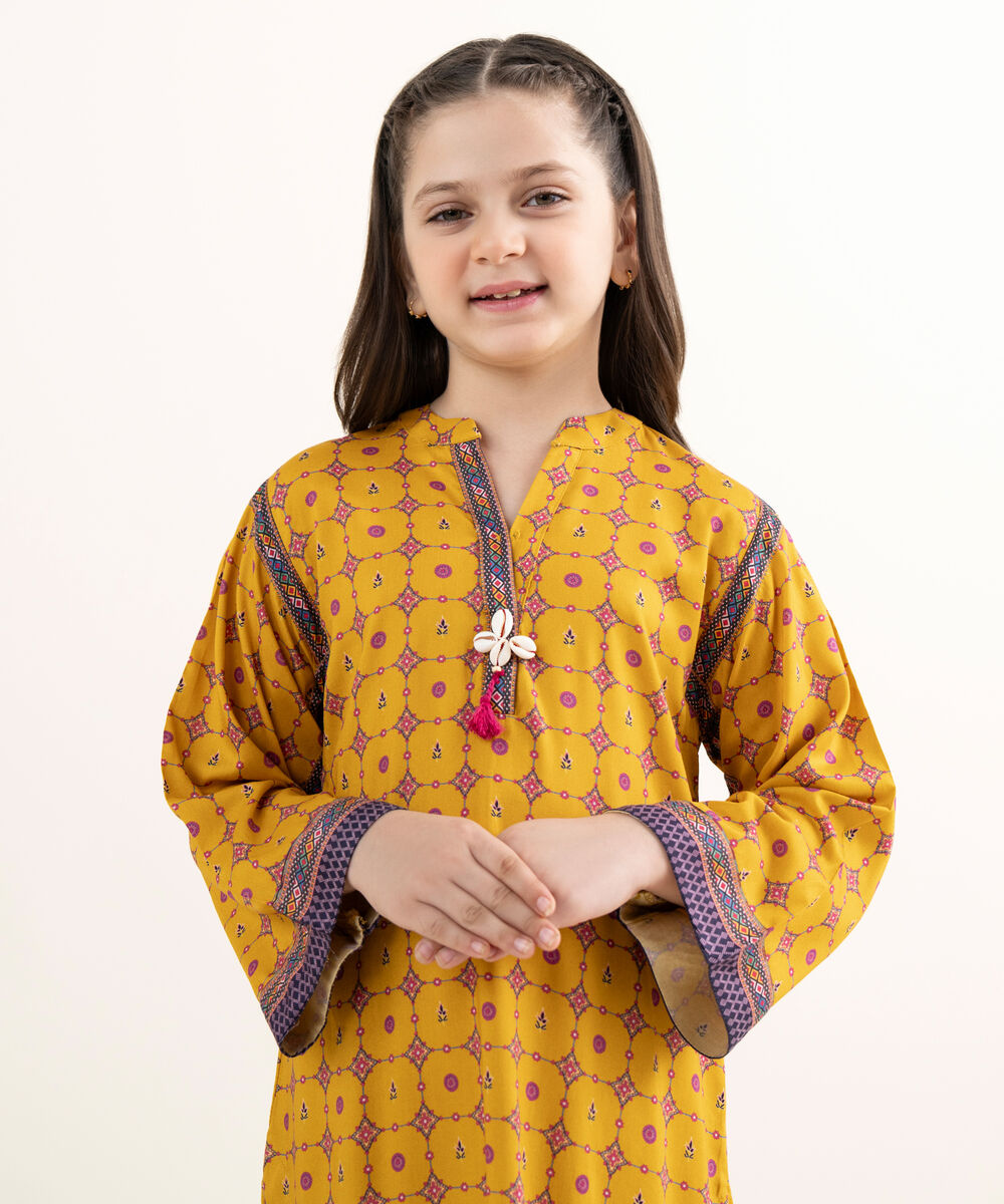 Girls Two Piece Printed Arabic Lawn Suit