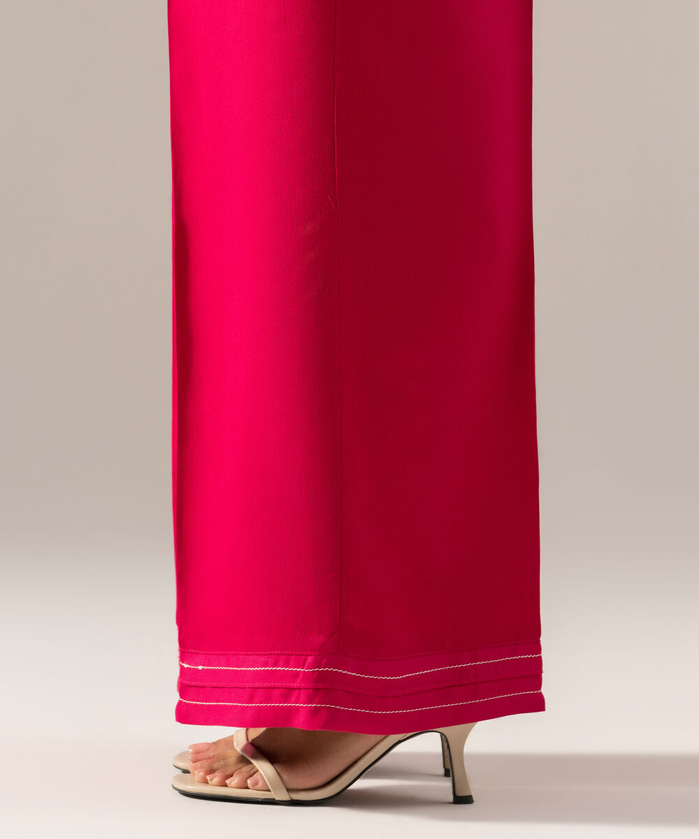 Women's RTW Solid Pink Bedford Flared Pants