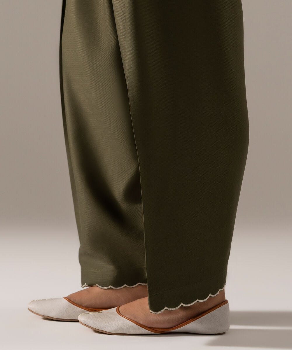 Women's RTW Bedford Solid Green Shalwar