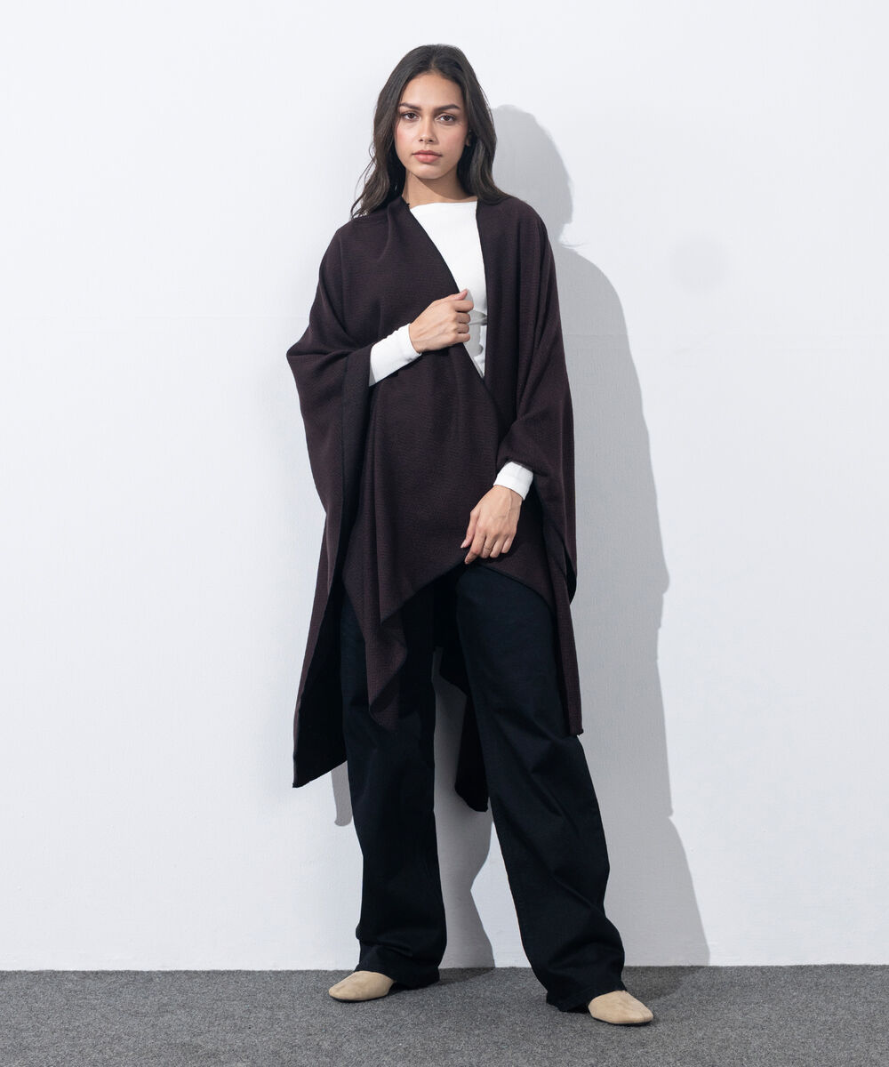 Women's Western Wear Black & Maroon Cape Shawl
