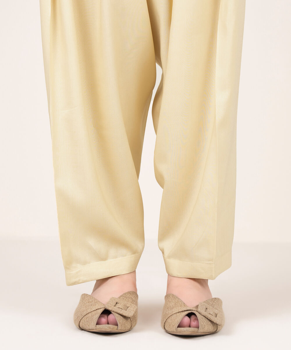 Women's RTW Khaddar Solid Off White Shalwar