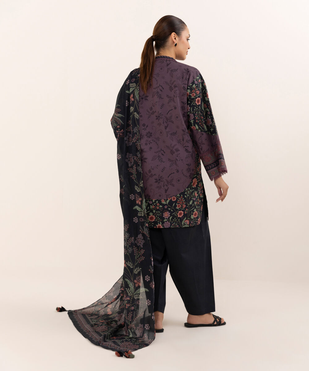 Women's Unstitched Cotton Printed Three Piece Suit