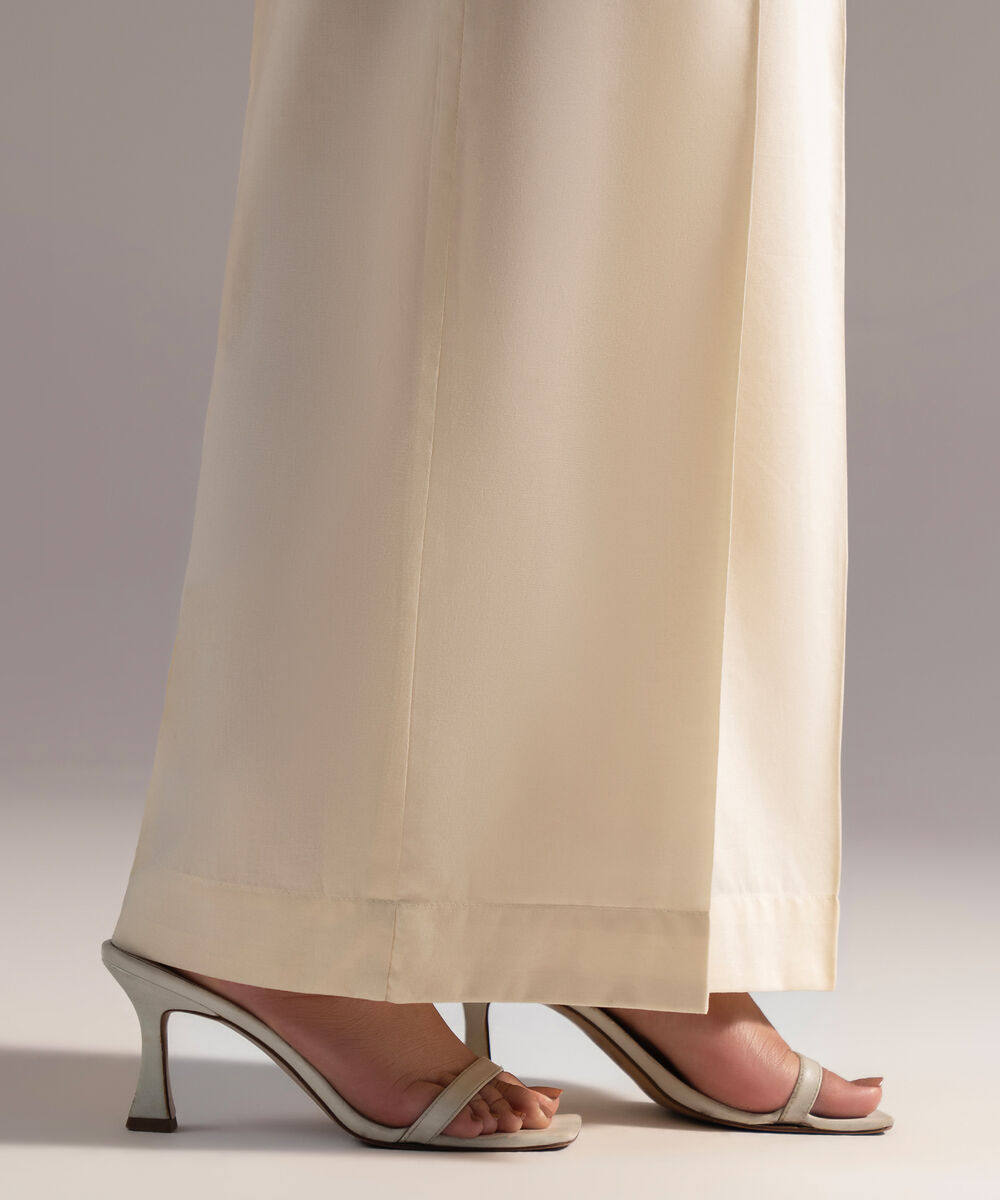 Women's RTW Cambric Solid Beige Culottes