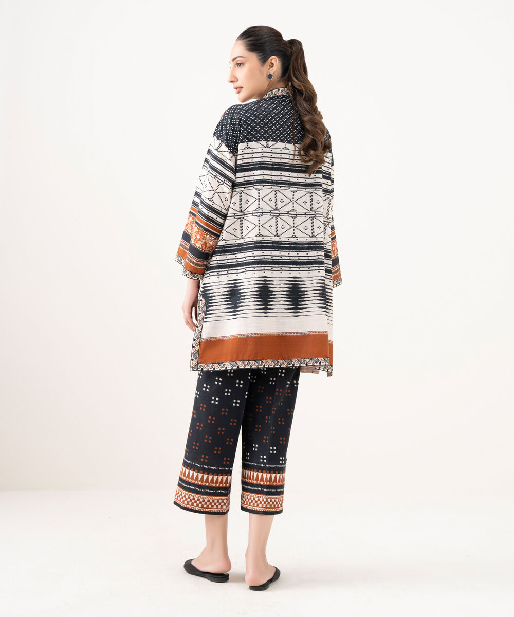 Women's RTW Light Khaddar Embroidered Brown Front Open Shirt