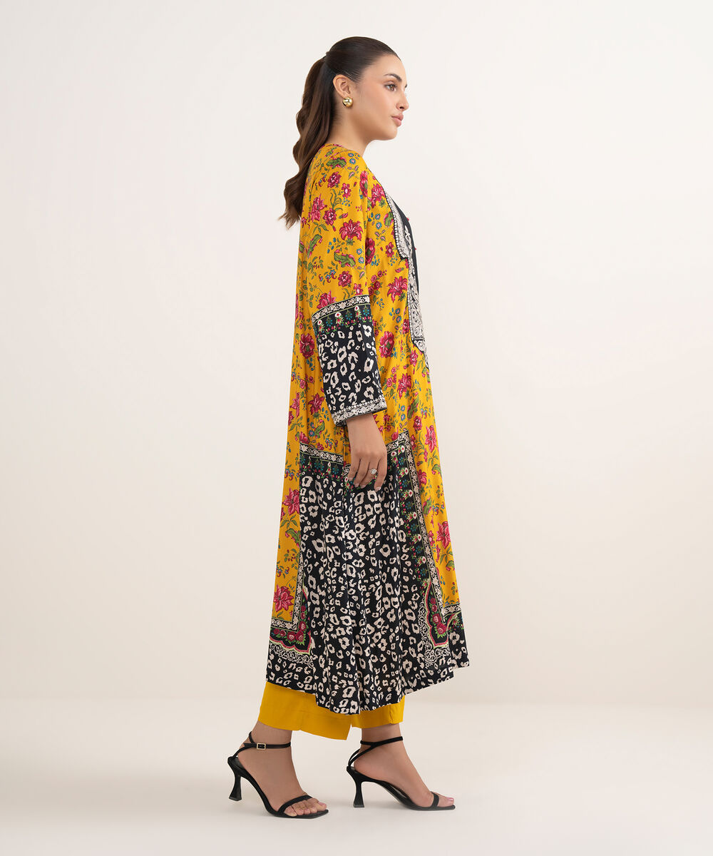 Women's RTW Arabic Lawn Yellow Printed Aline Shirt