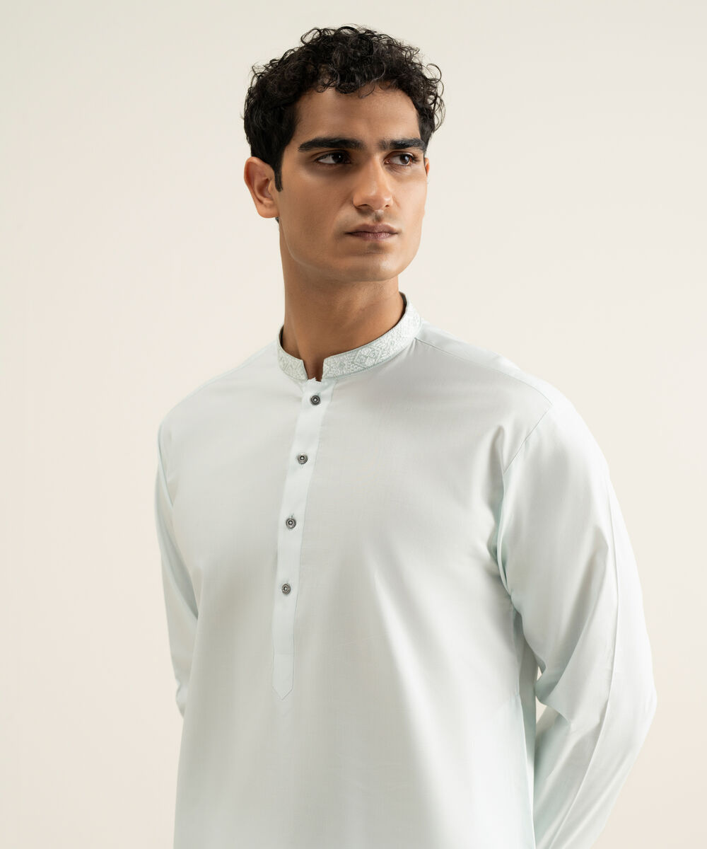 Men's light aqua 100% Cotton Kurta