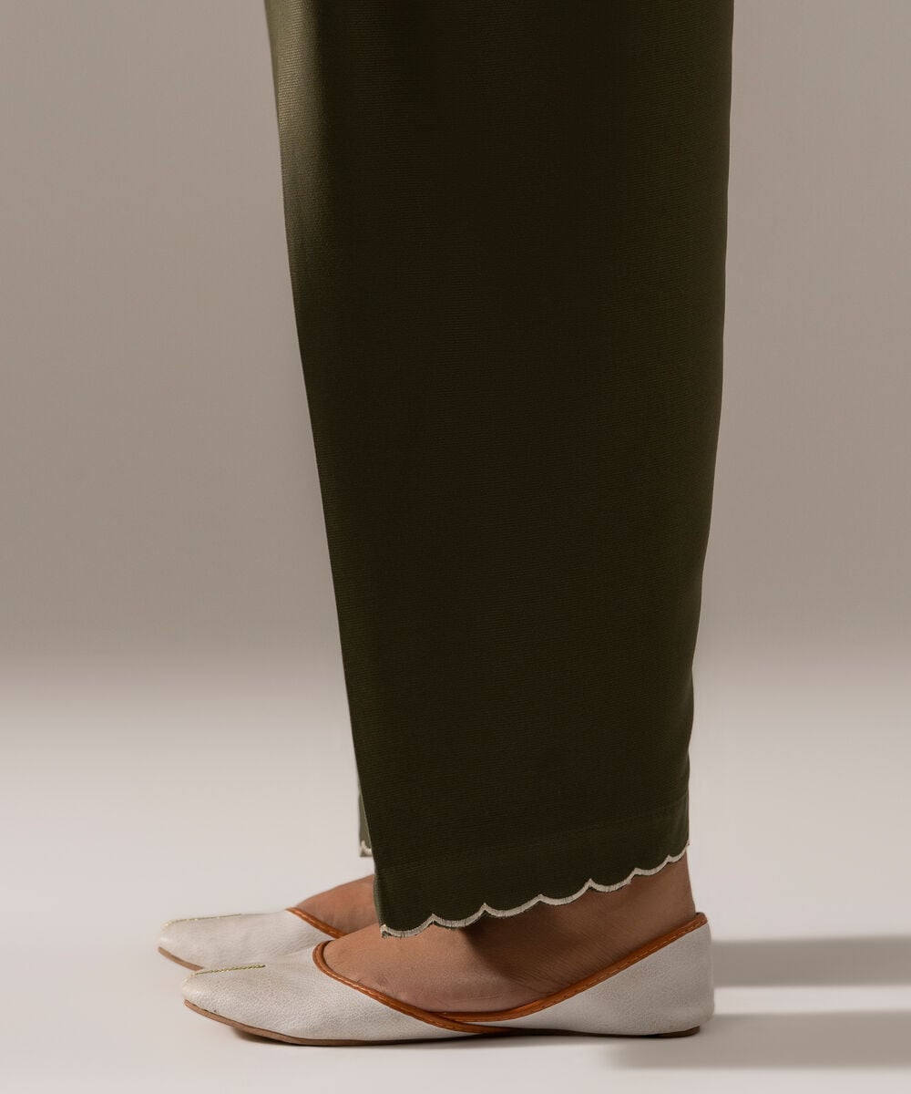 Women's RTW Bedford Solid Green Shalwar