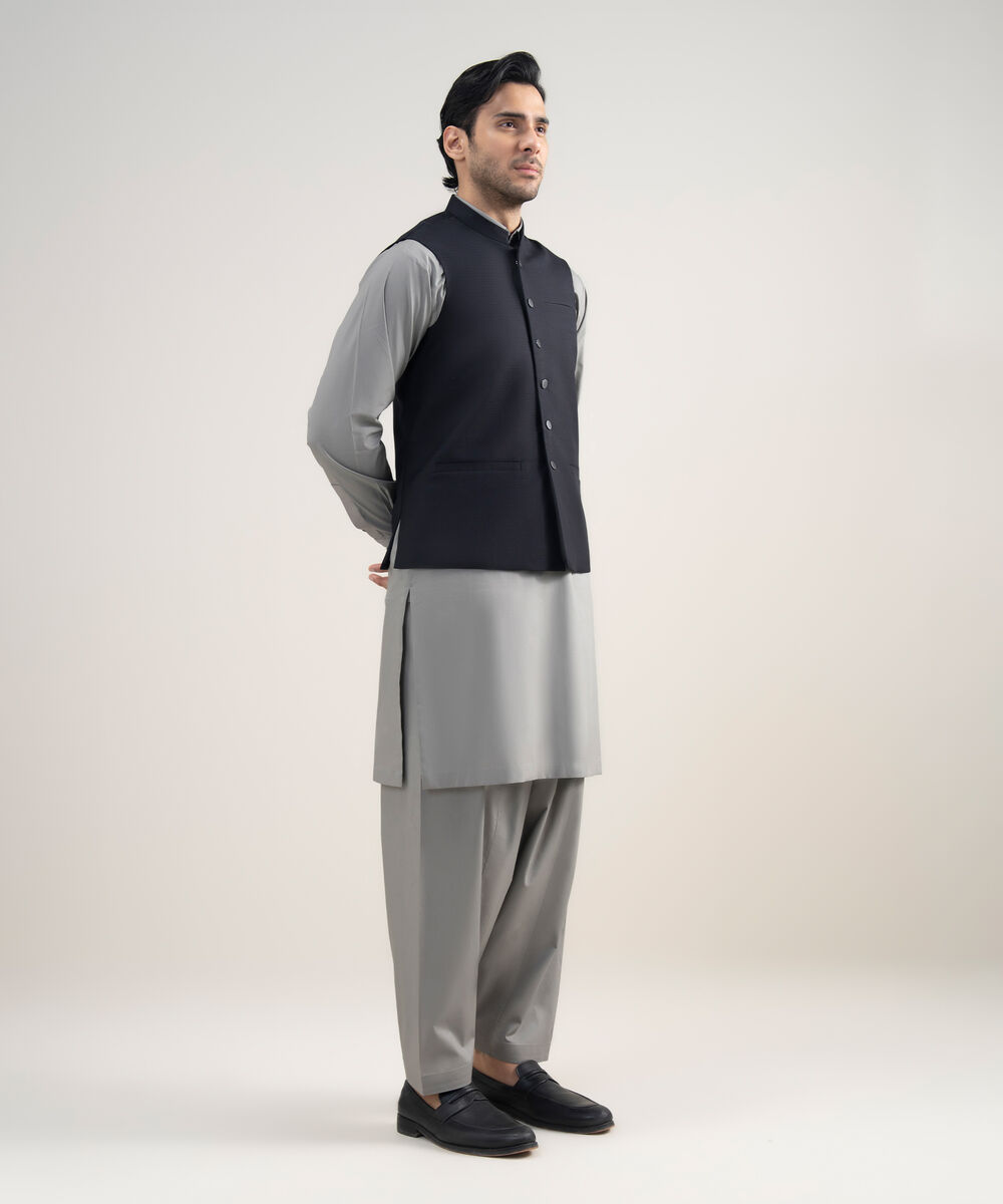 Men's Stitched Premium Suiting Black Waistcoat