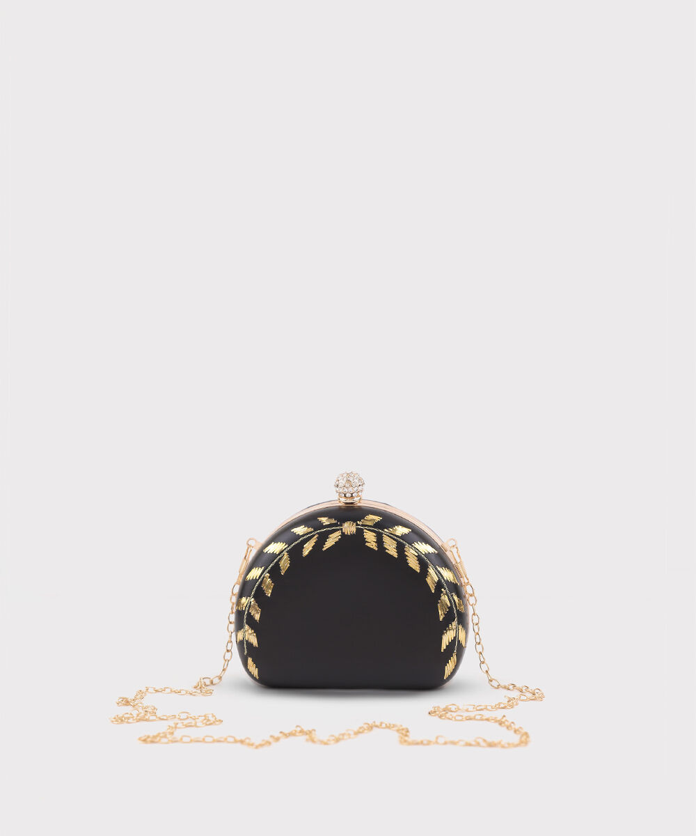 Women's Black Hard Clutch