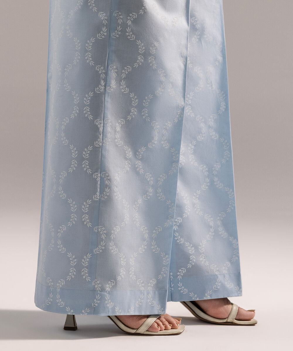 Women's RTW Cambric Printed Ice Blue Culottes