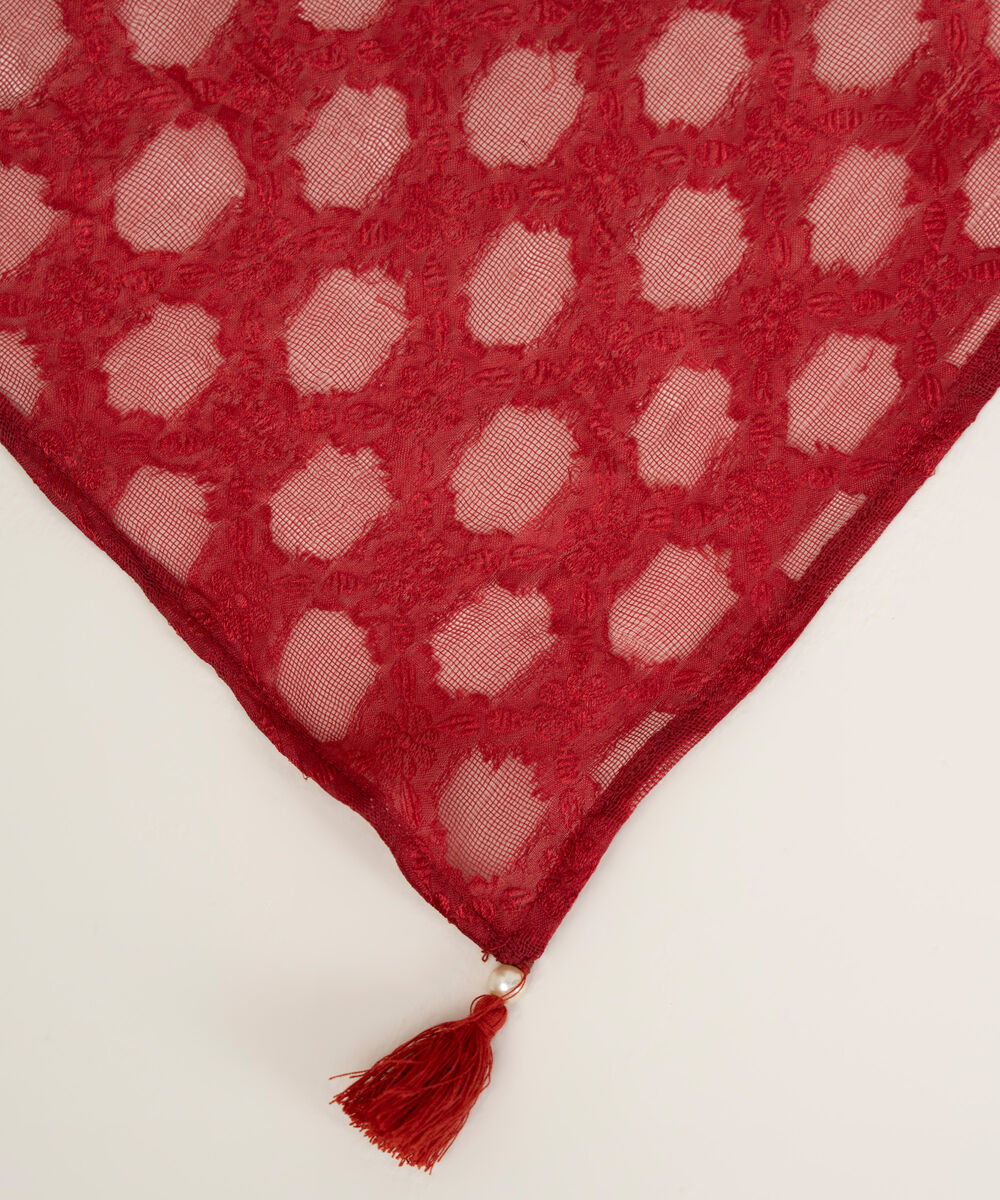 Brochea Jacquard Solid Red Dupatta