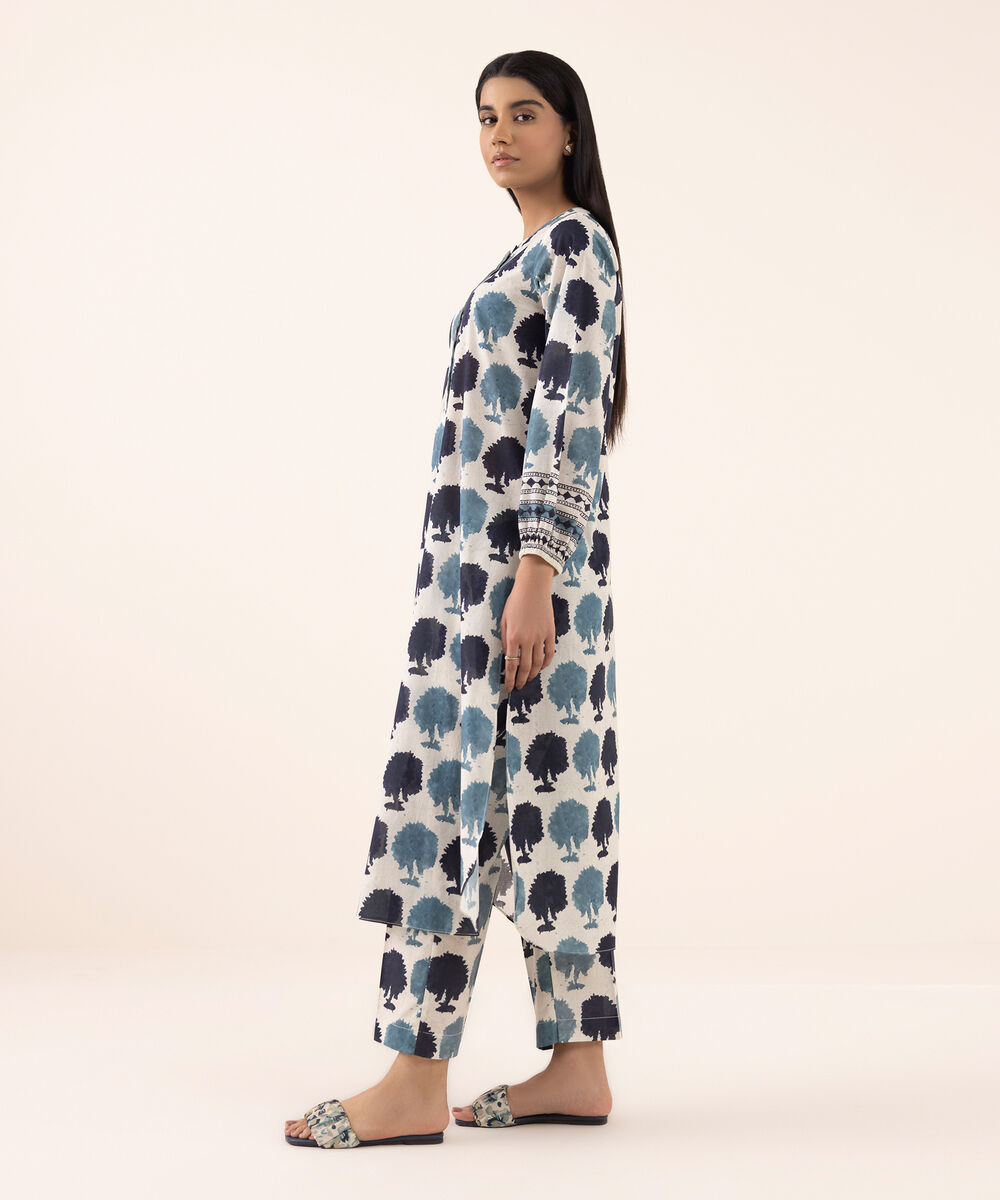 Women's RTW Lawn Blue Printed Aline Shirt