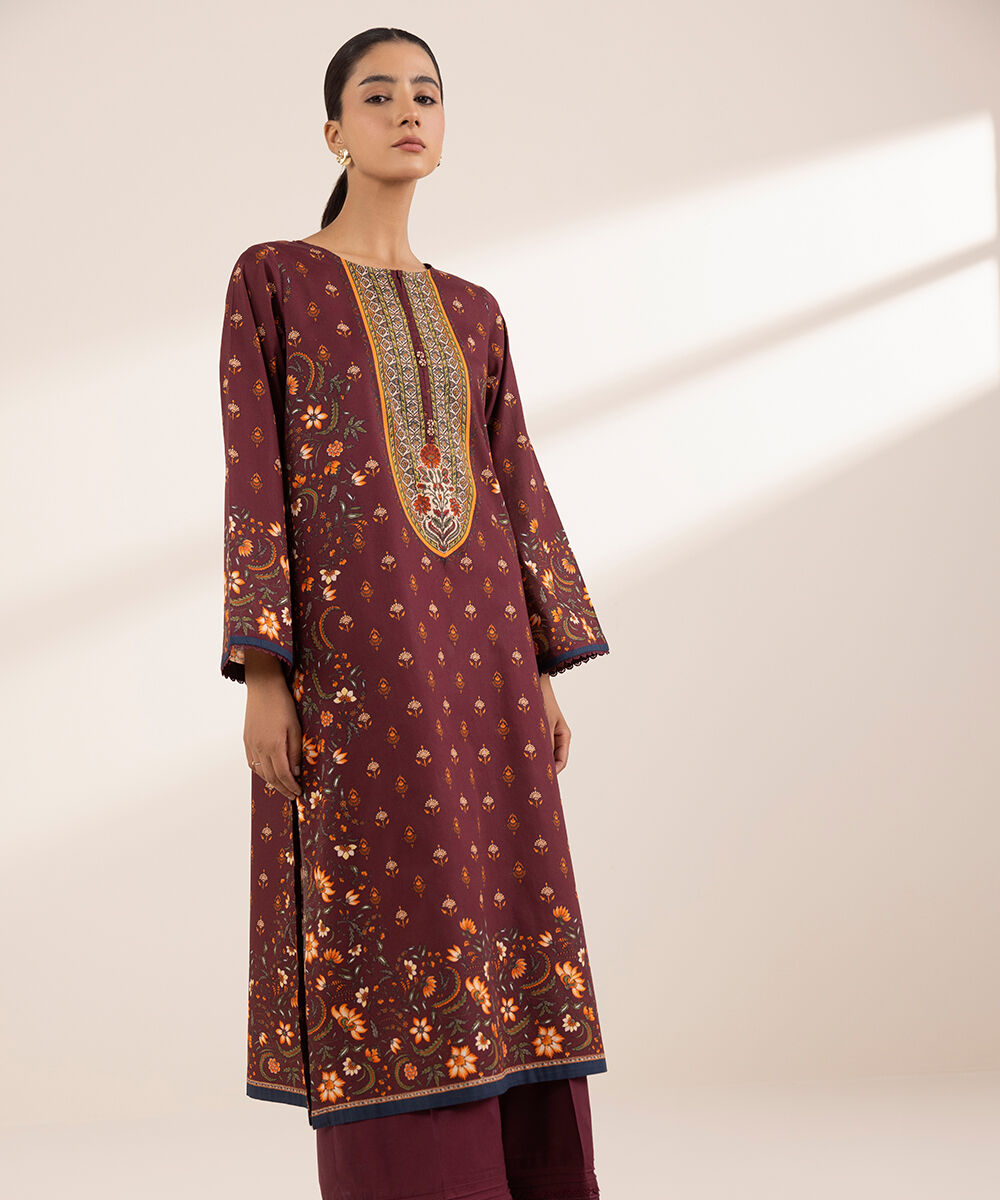 Women's RTW Lawn Red Printed A-Line Shirt