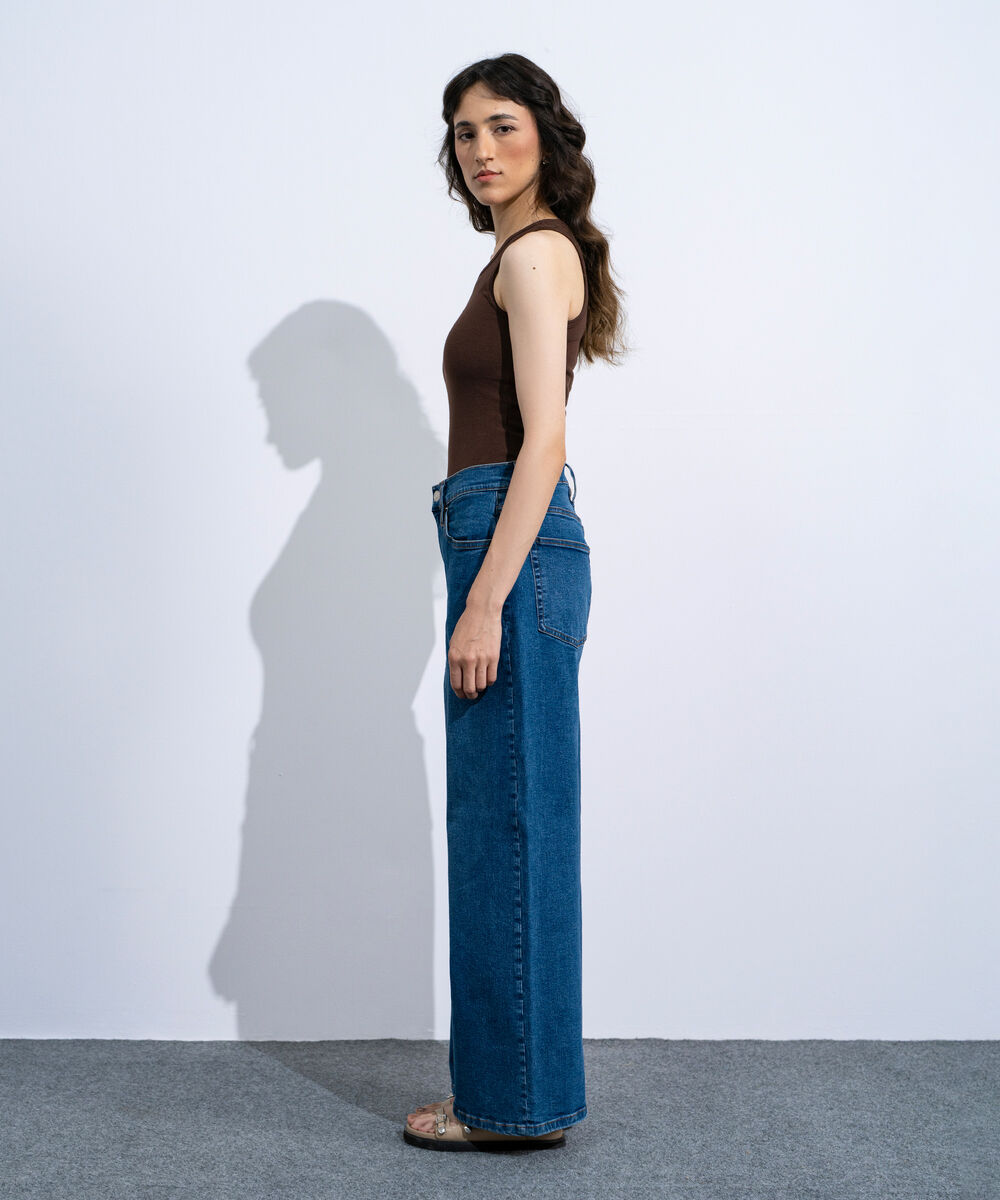 Women's Stone Wash High Rise Straight Jeans