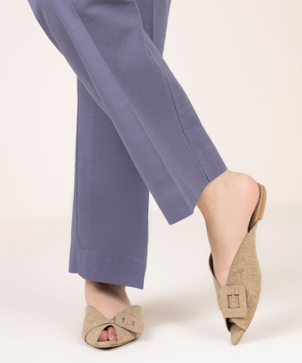 Women's RTW Khaddar Solid Lilac Straight Pants