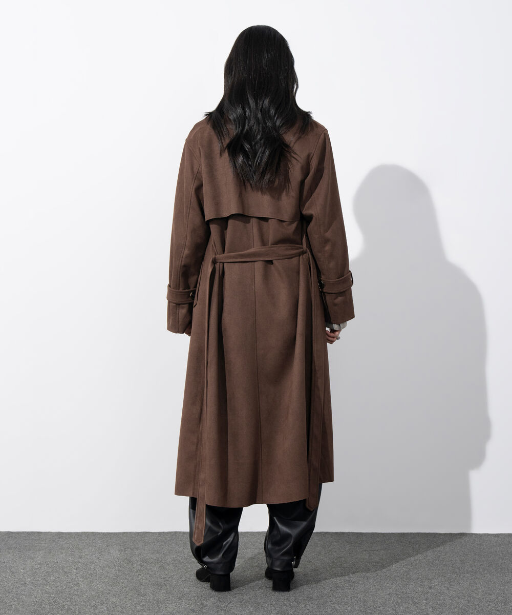 Women's Western Wear Light Camel Faux Suede Trench Coat