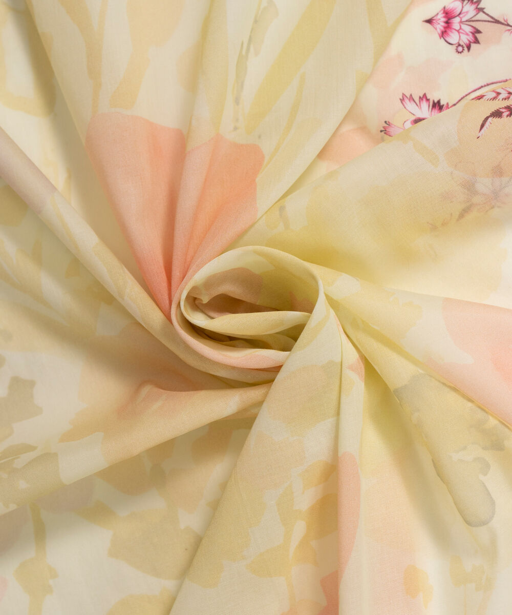 Lawn Printed Pale Yellow Dupatta