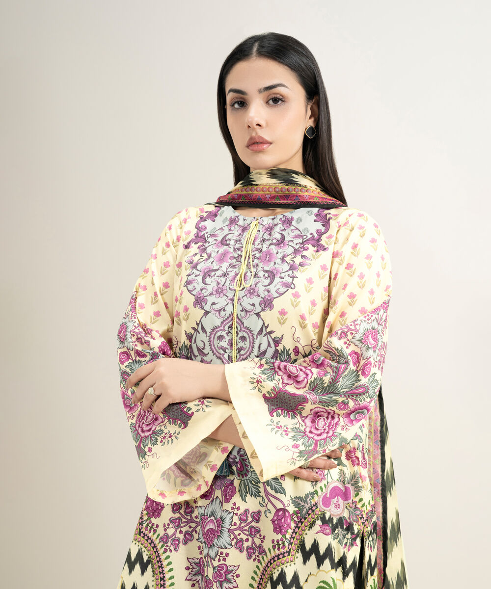 Women's RTW Blended Grip Silk Printed 3 Piece Suit