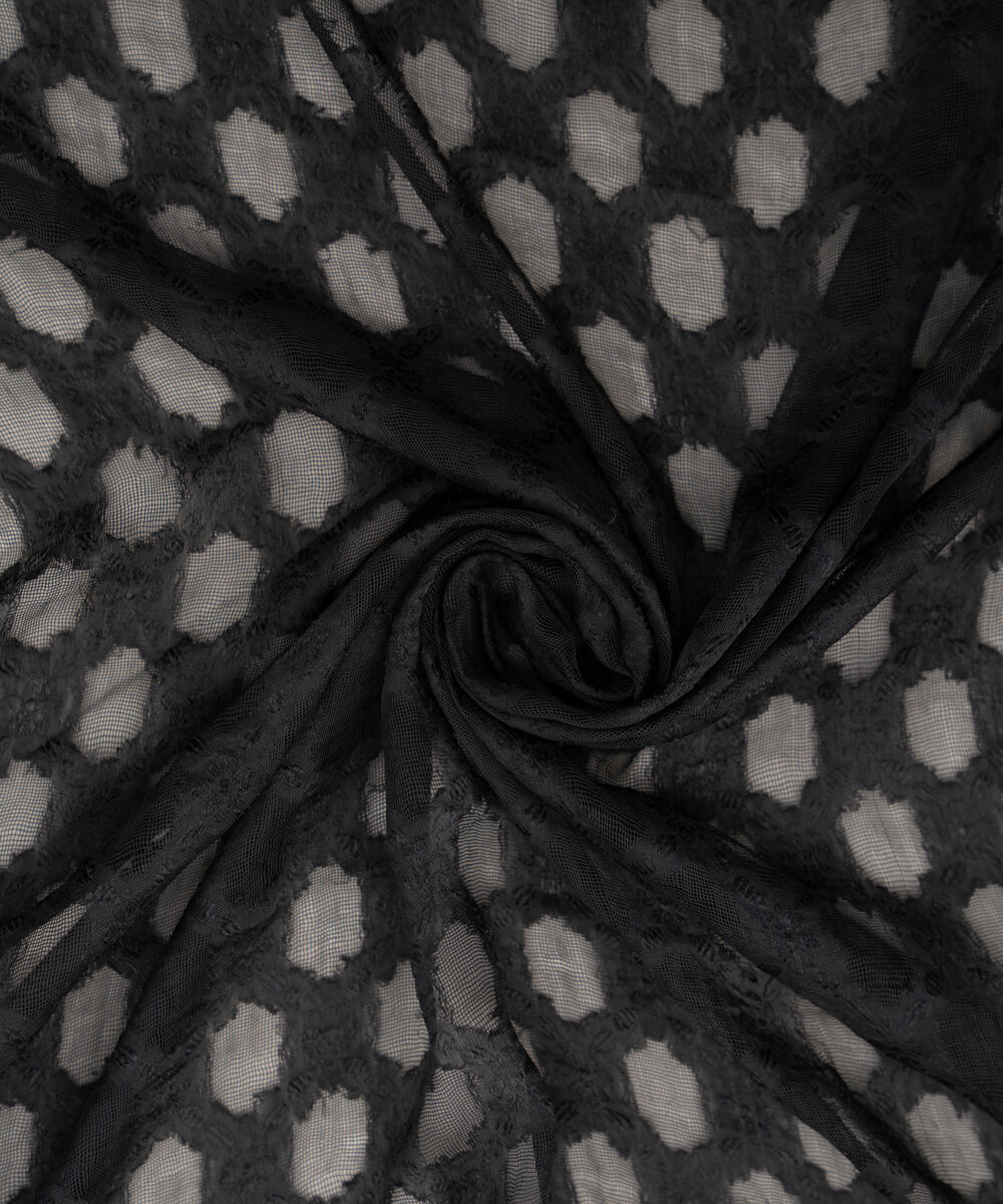 Solid Brochea Jacquard Black Dupatta