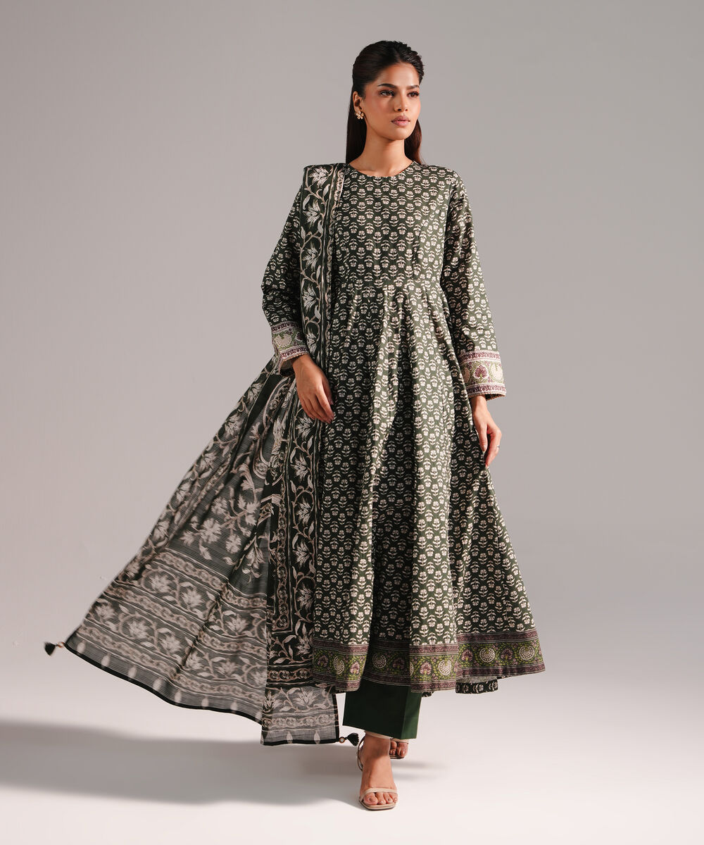 Lawn Printed Dark Green Dupatta