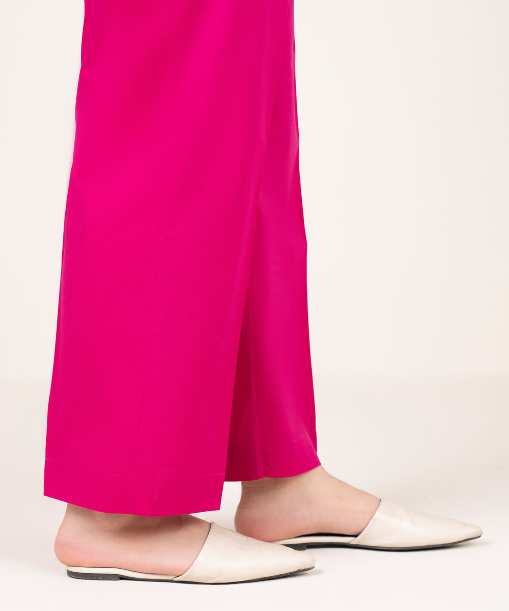 Women's RTW Cotton Solid Pink Culottes