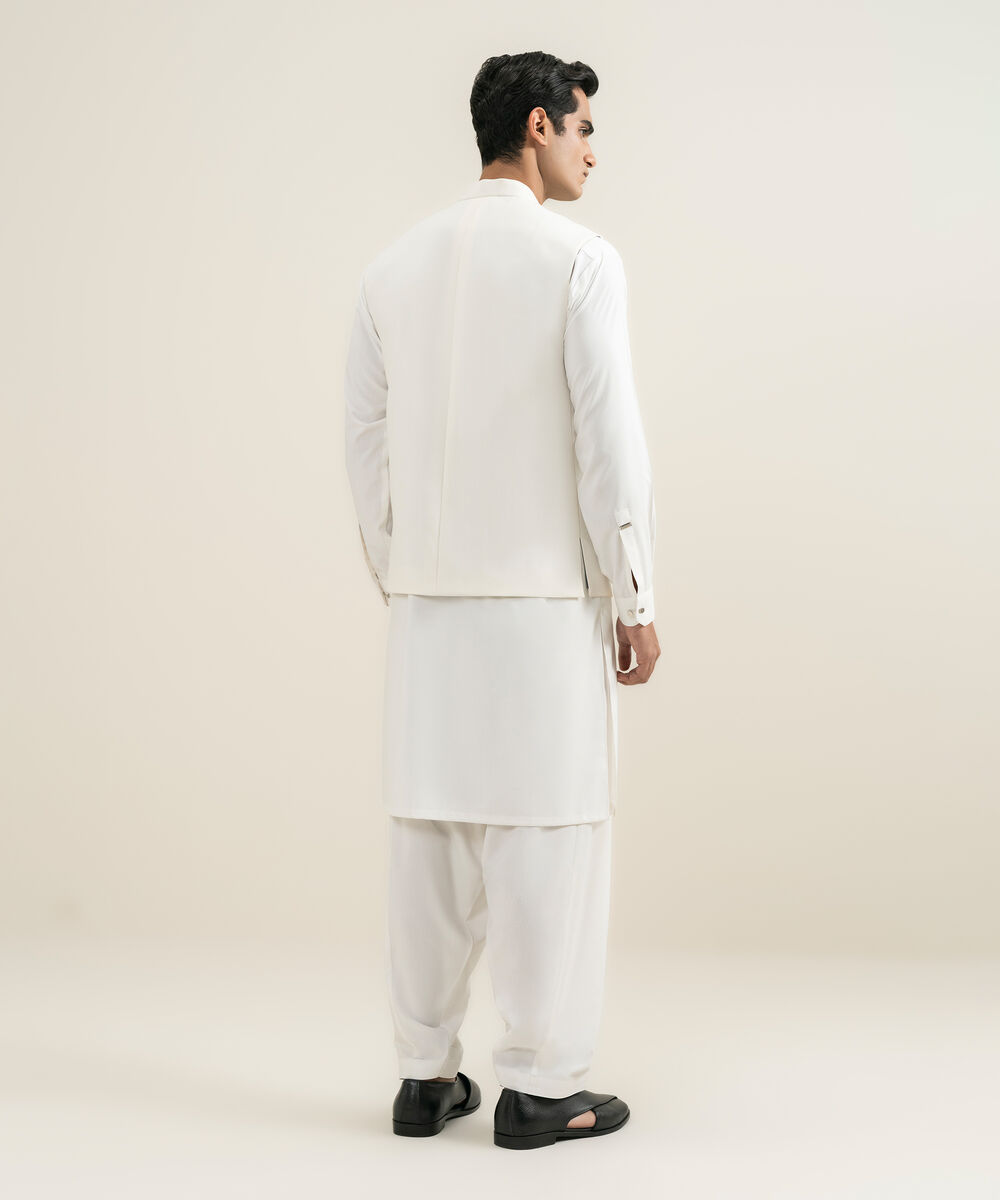 Men's off white Premium Wash & Wear Waistcoat
