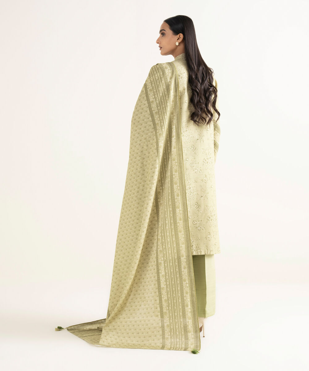 Women's Unstitched Khaddar Embroidered Beige   2 Piece Suit