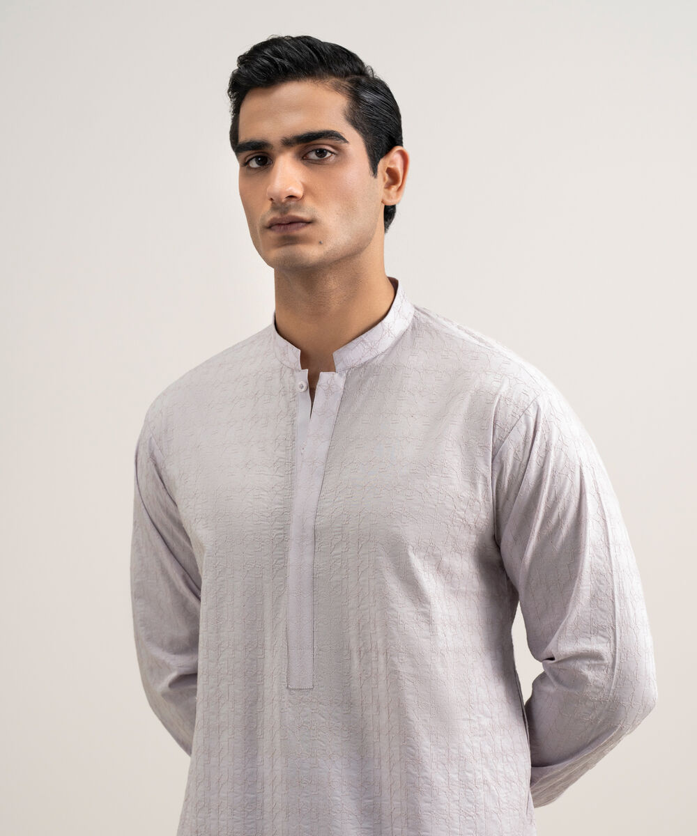 Men's Stitched Cotton Grey Suit