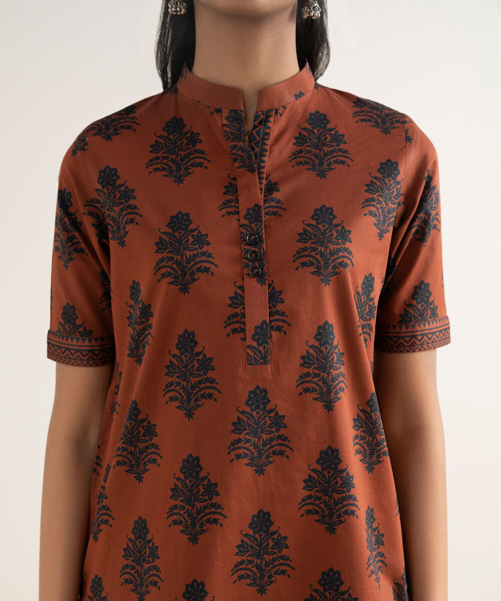 Women's Unstitched Lawn Printed Red 2 Piece Suit