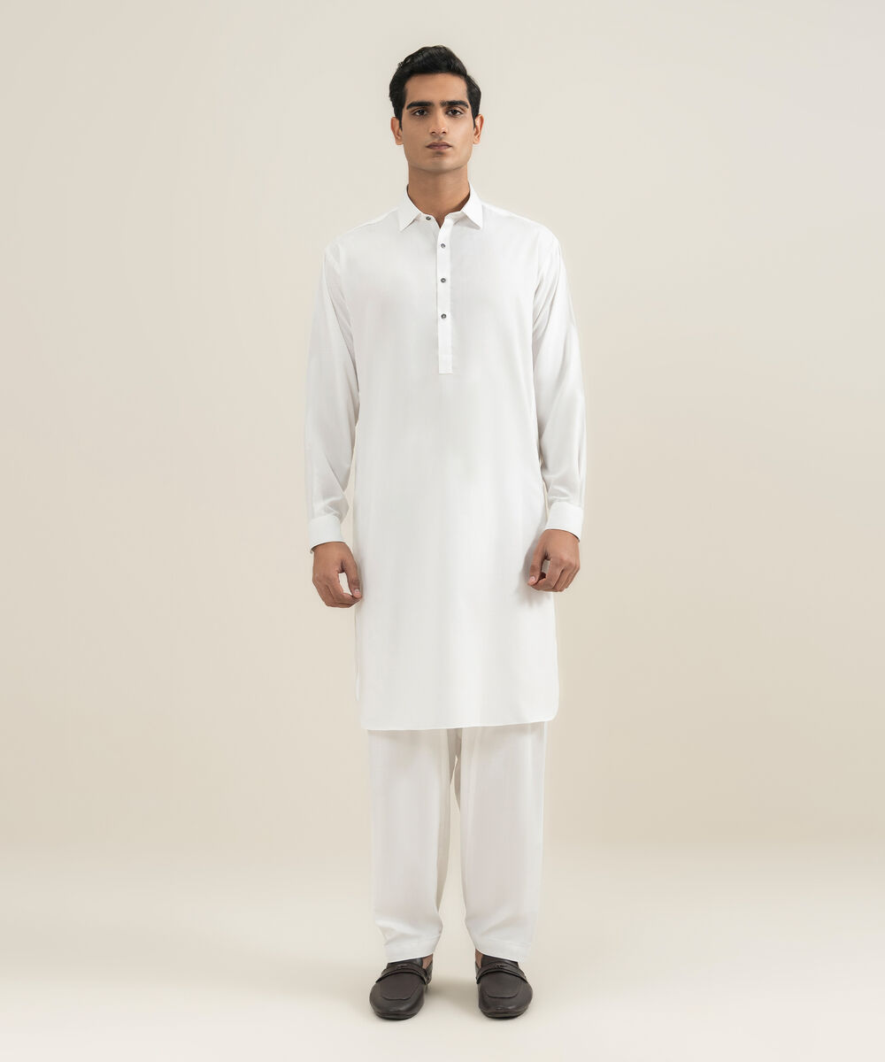 Men's Stitched Off White Kurta Shalwar