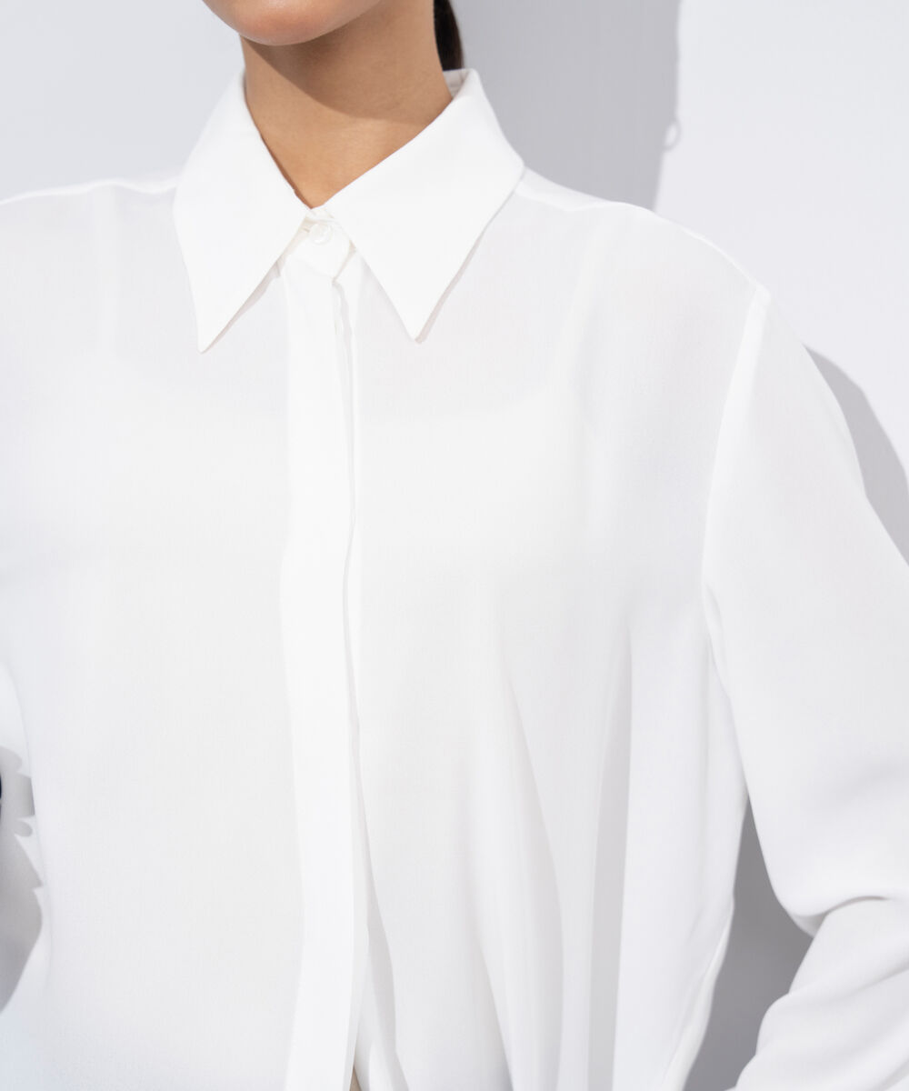 Women's Western Wear White Button Through Sheer Shirt