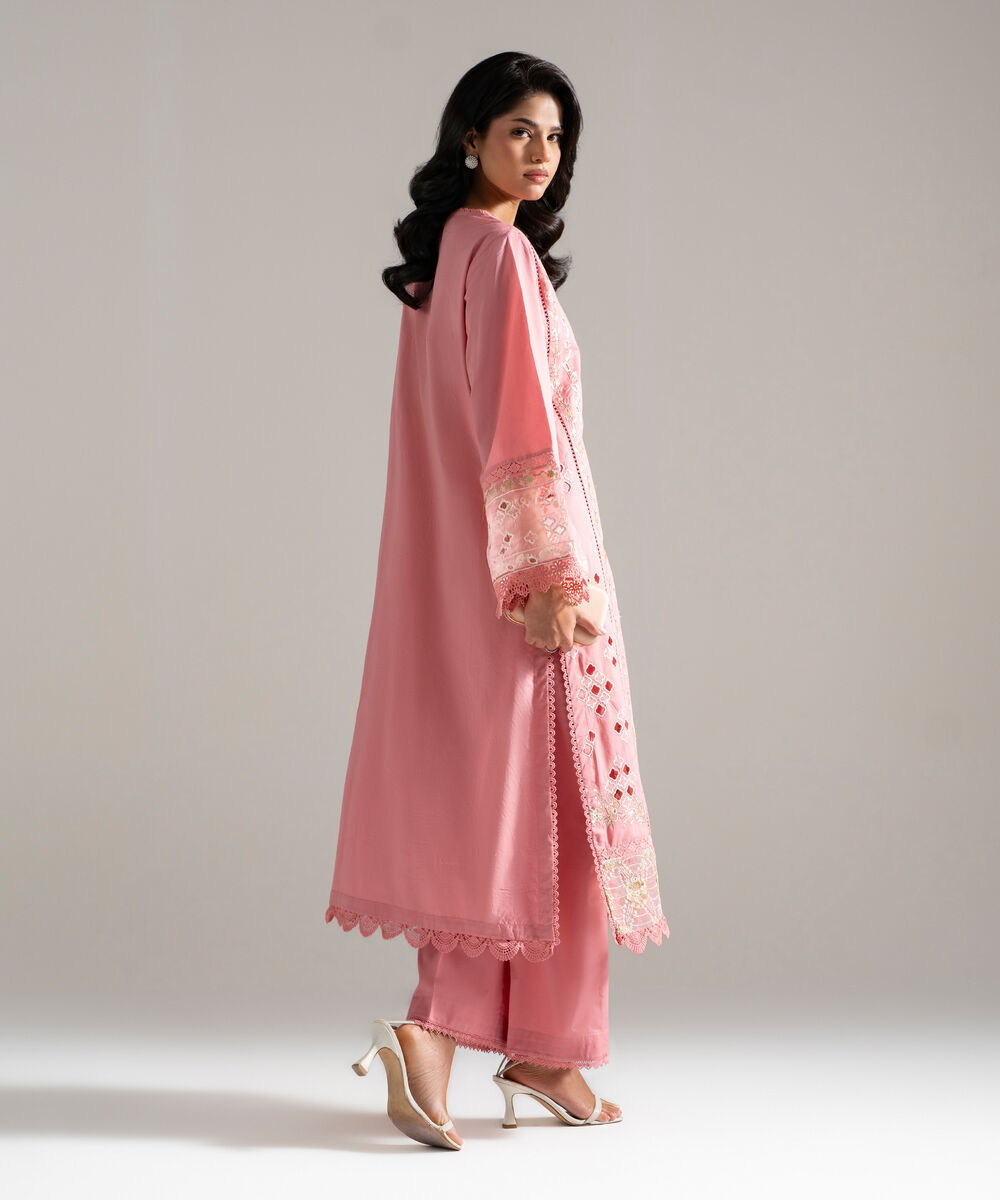 Women's RTW Lawn Embroidered Pink 2 Piece Suit