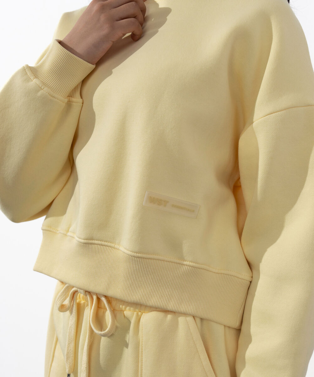 Women's Western Wear Butter Yellow Loose Fit Cropped Sweatshirt