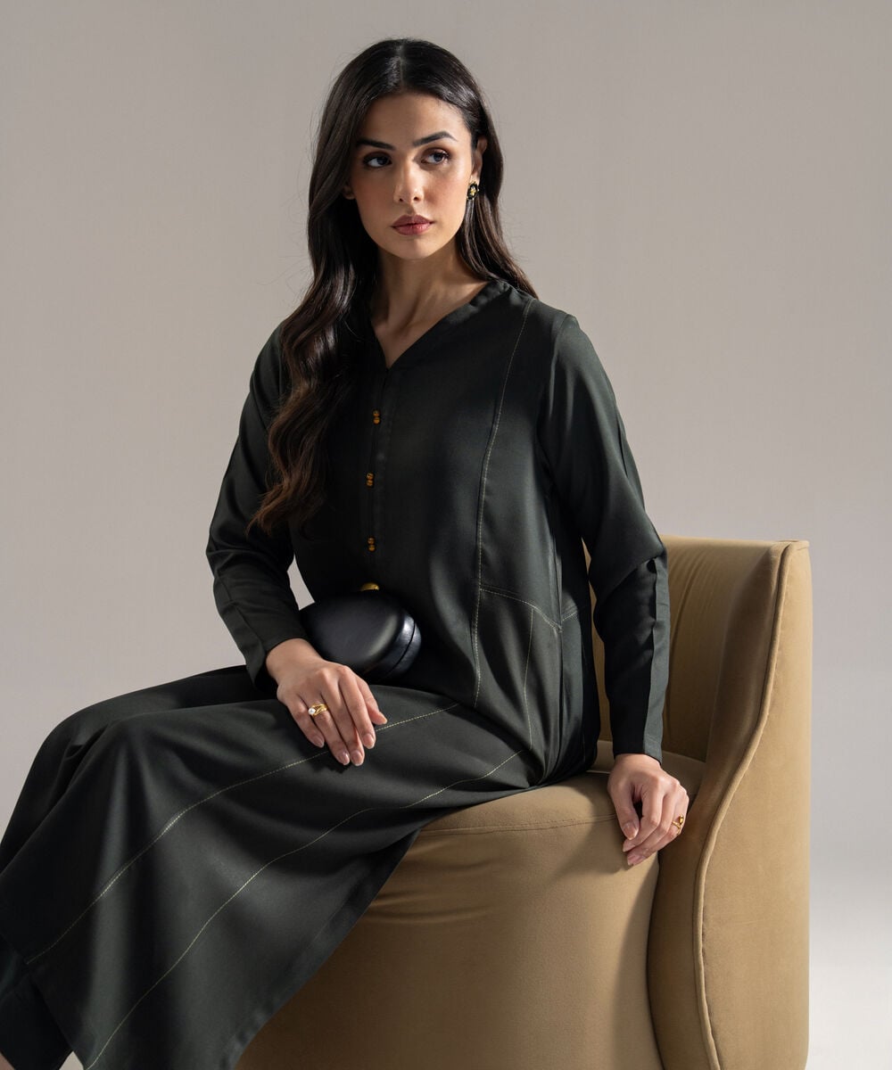 Women's RTW Bedford Solid Green 2 Piece Suit
