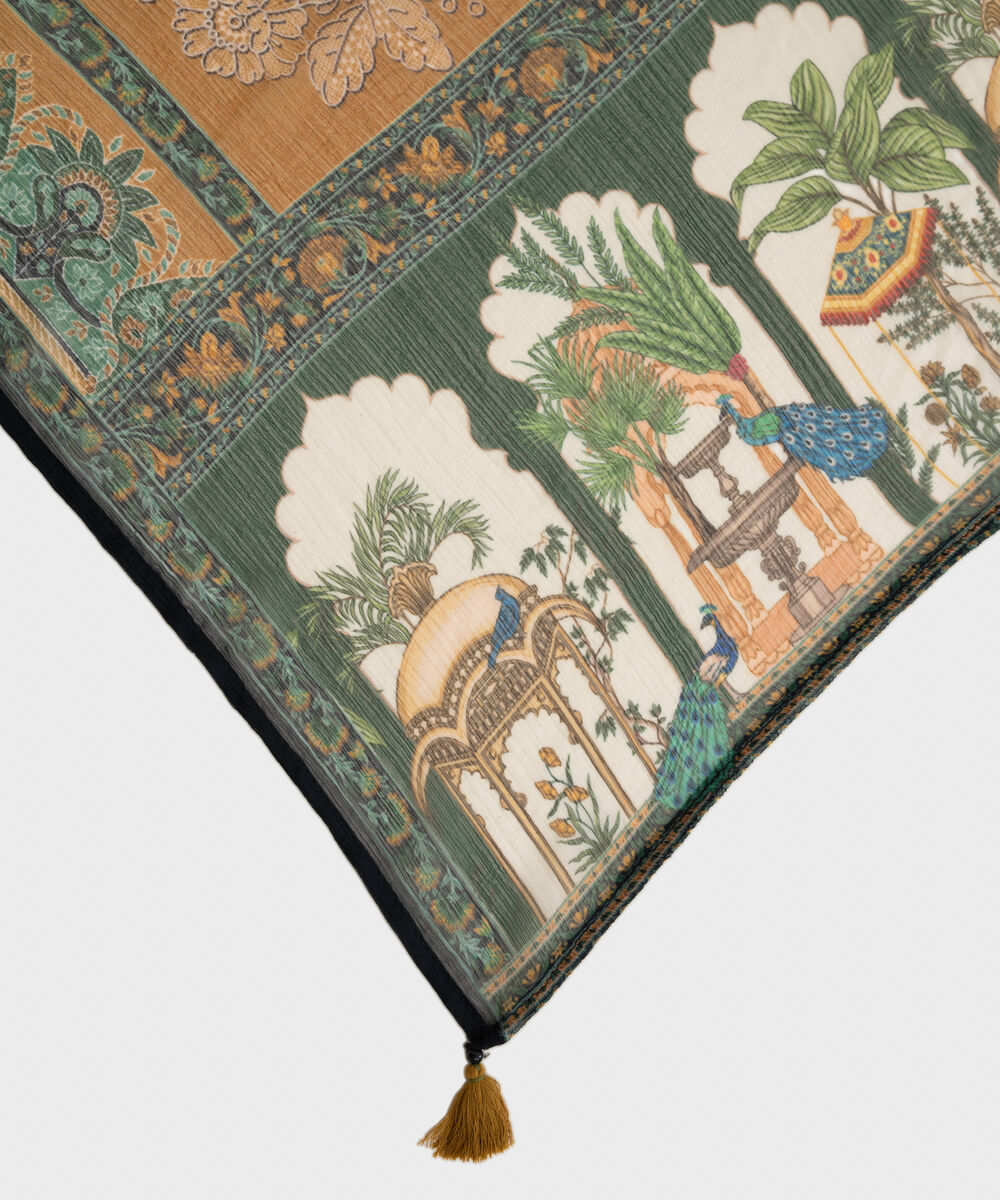 Women's RTW Blended Chiffon Brown Printed  Dupatta