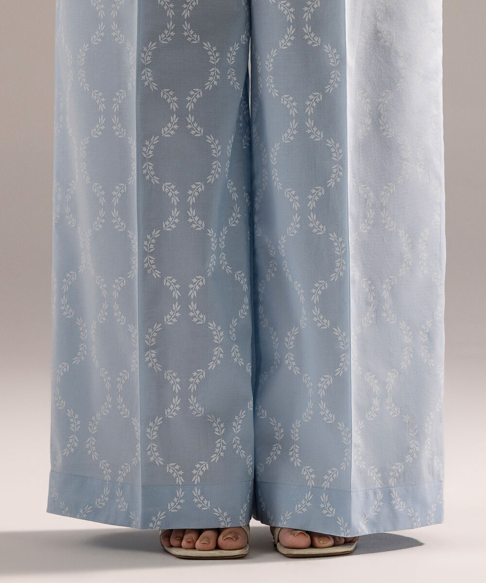 Women's RTW Cambric Printed Ice Blue Culottes
