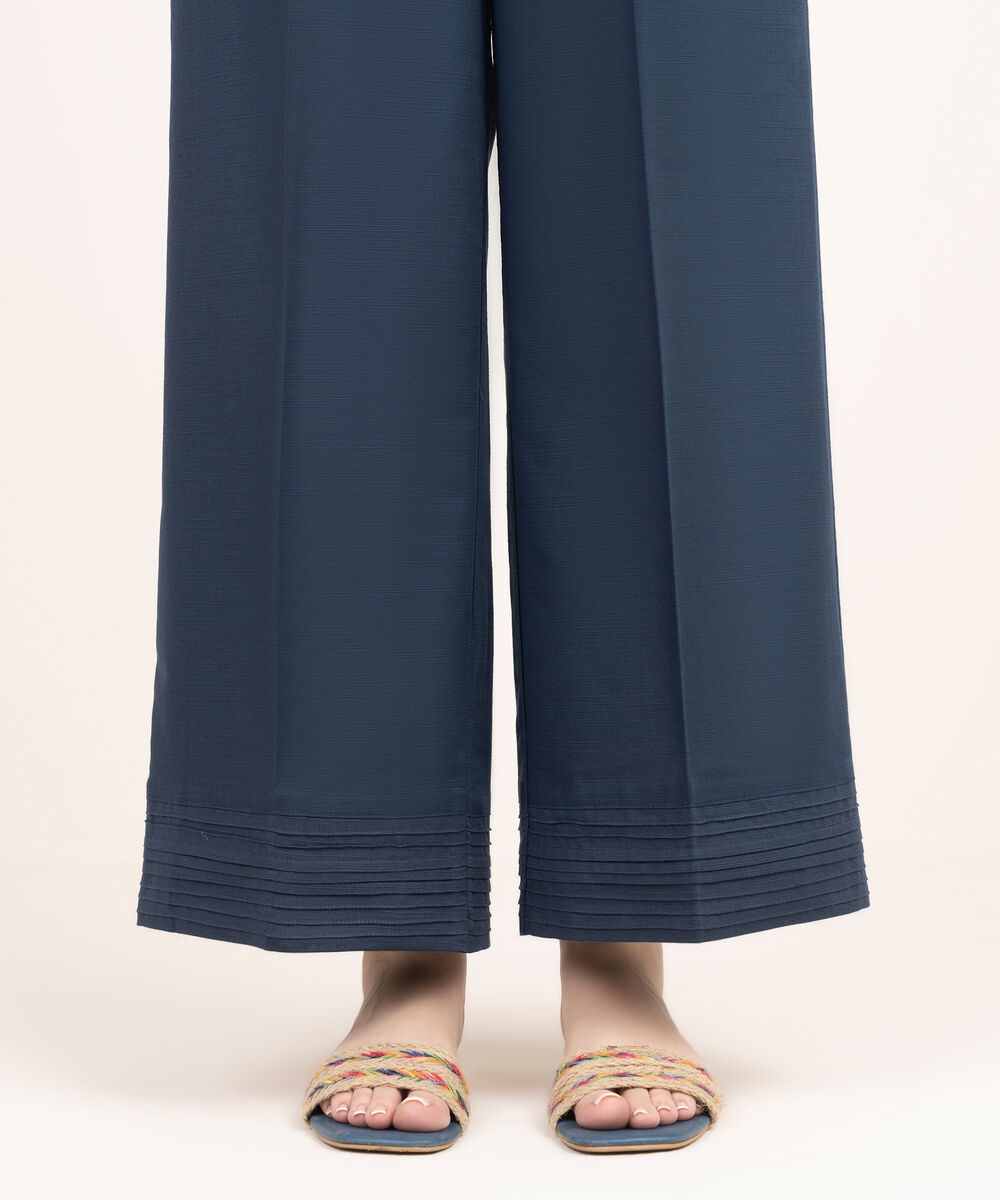 Women's RTW Khaddar Solid Blue Culottes