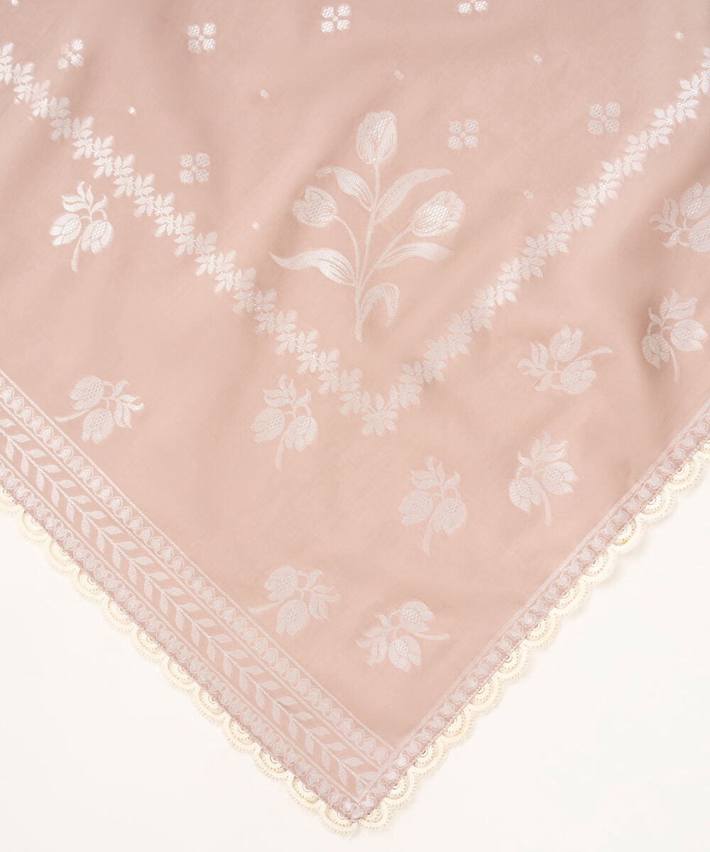Self Jacquard Solid Beige Dupatta