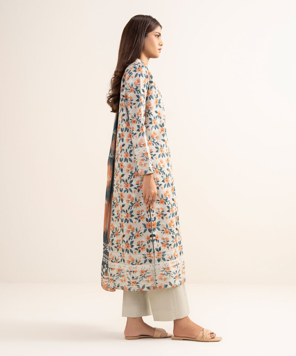 Women's Unstitched Lawn Printed Multi 3 Piece Suit