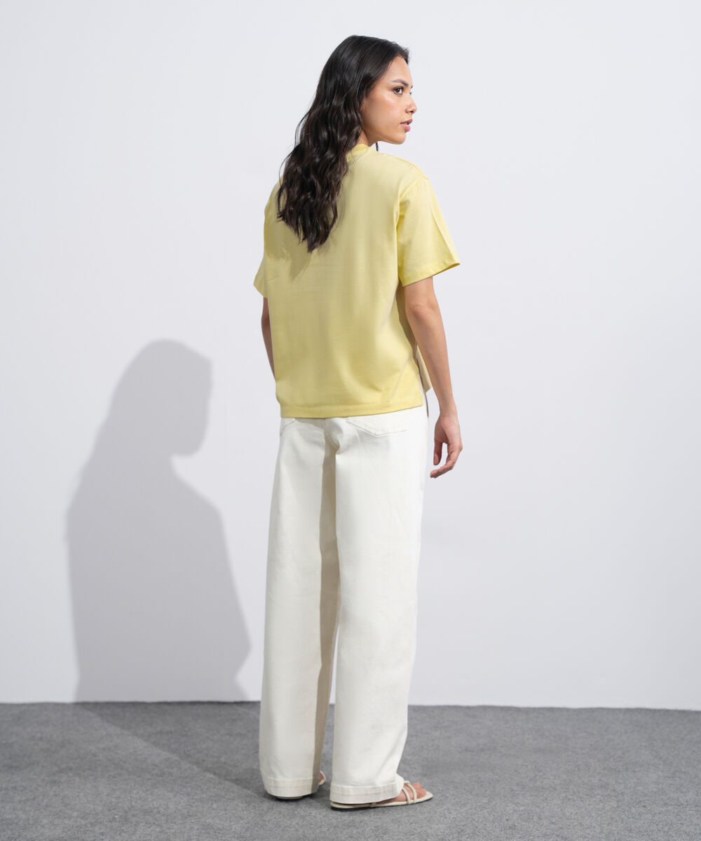 Women's Western Butter yellow Broiderie Anglaise T-Shirt