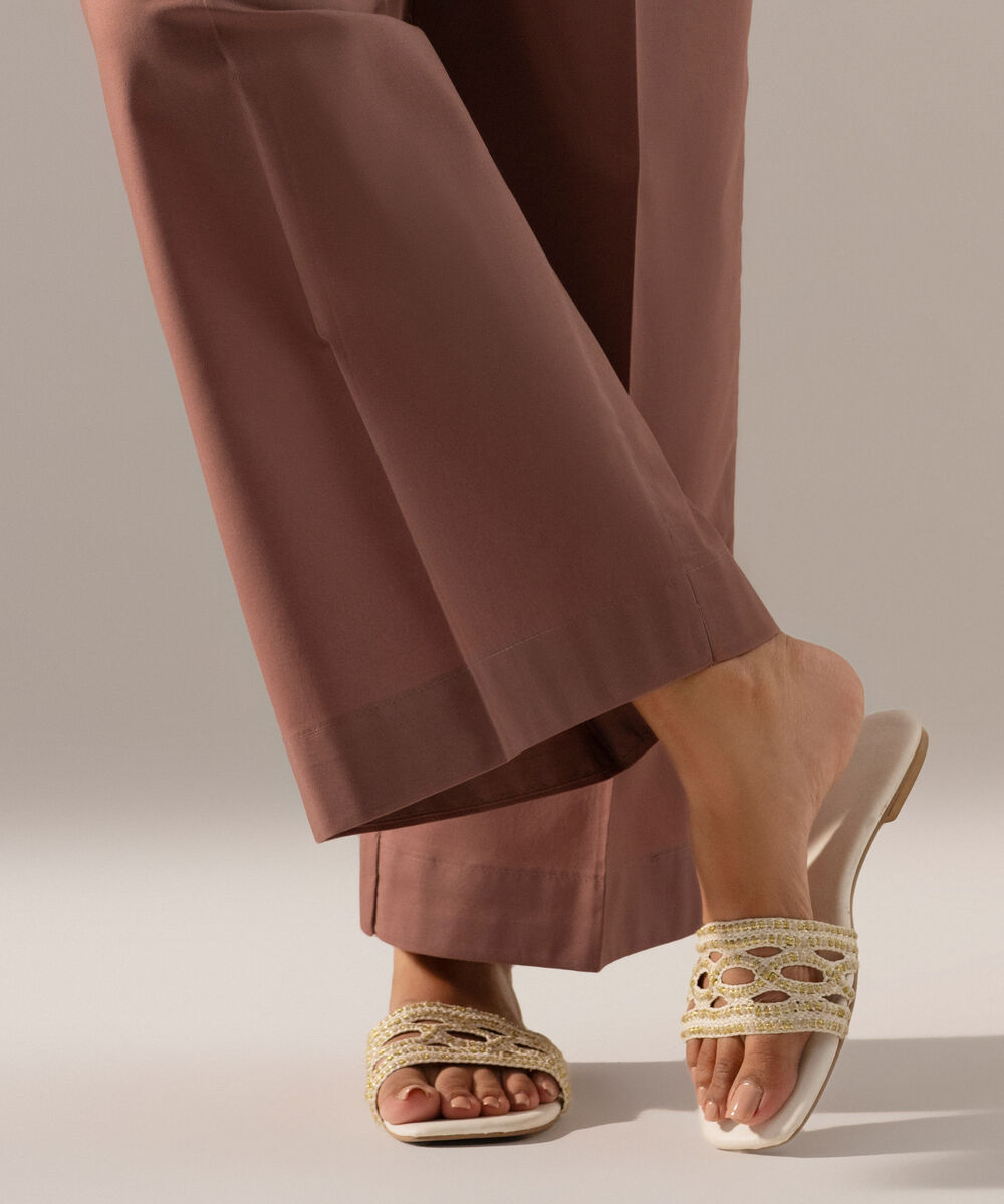 Women's RTW Cambric Solid Muted Pink Farshi Shalwar