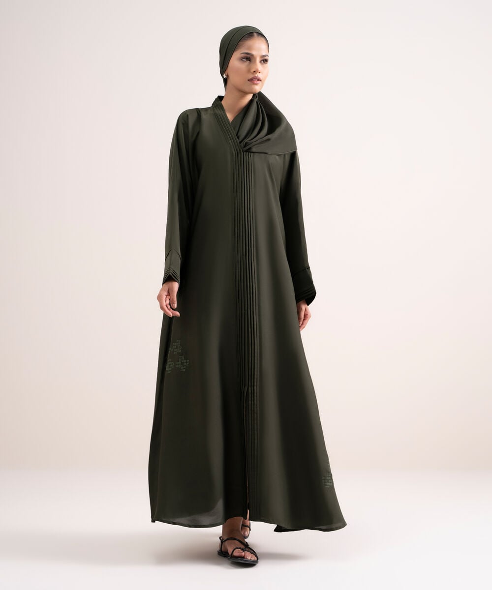 Women's Army Green Kimono Abbaya Set