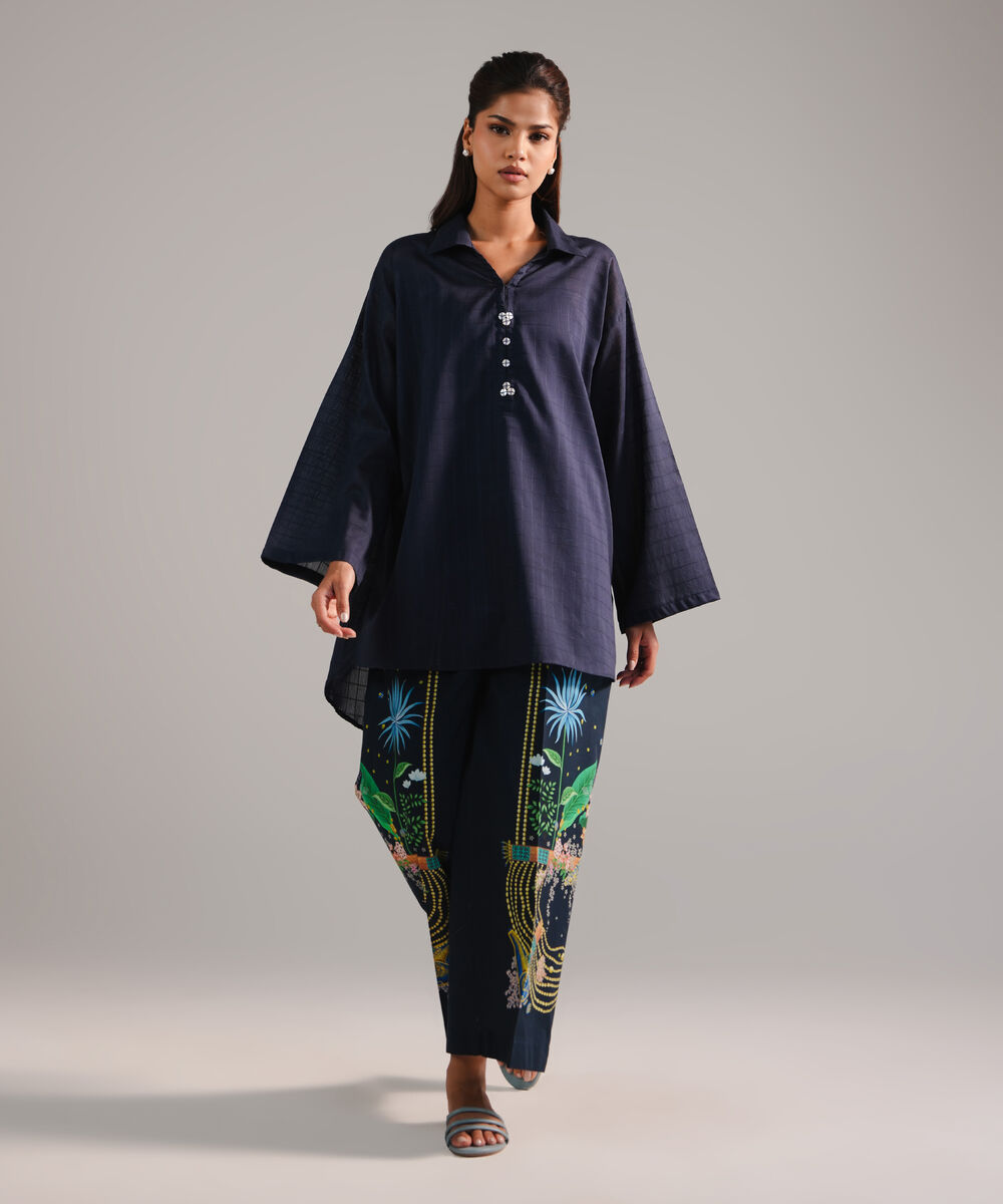 Women's RTW Dobby Solid Black 2 Piece Suit