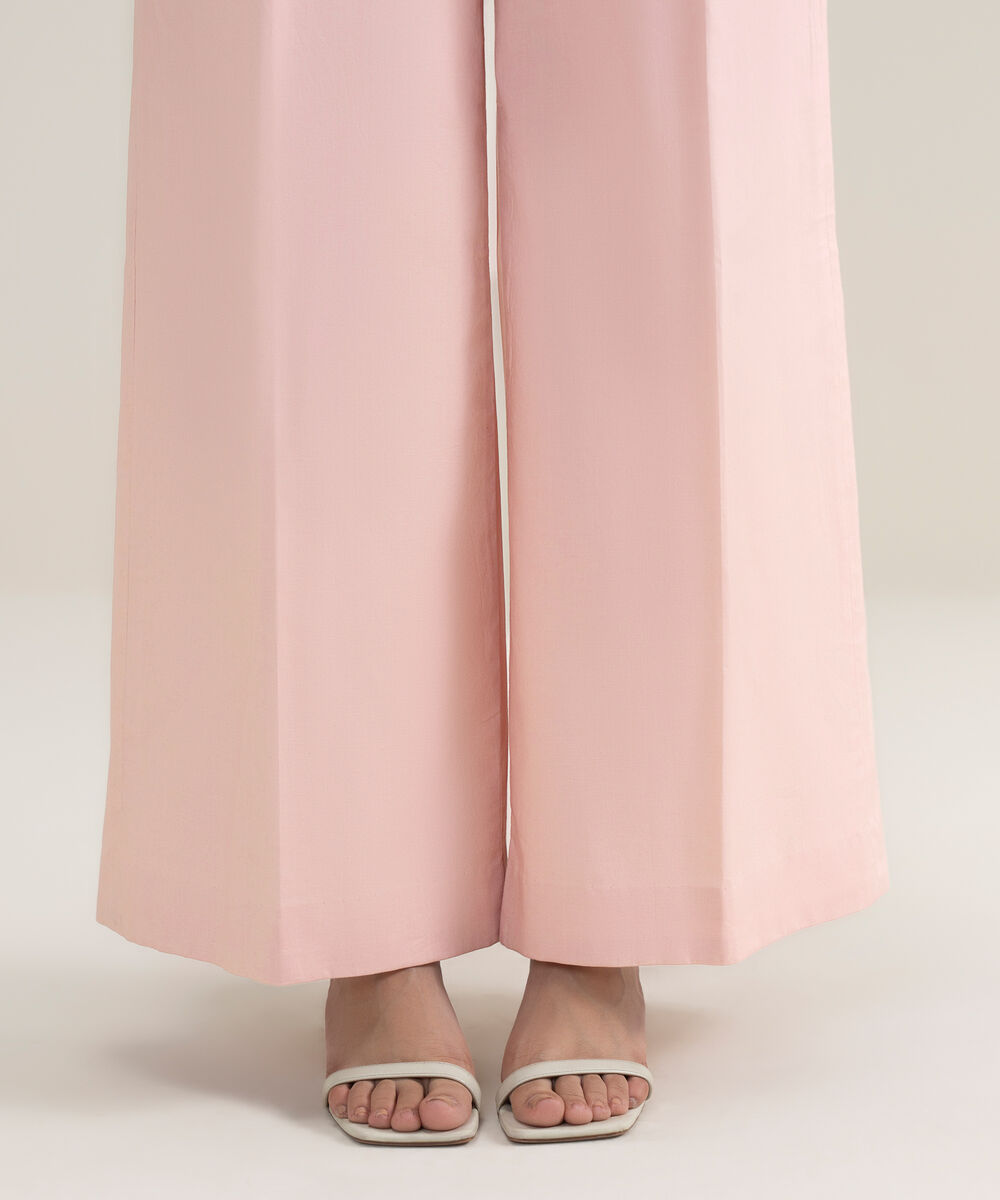 Women's Unstitched Cotton Printed Pink Trousers Fabric