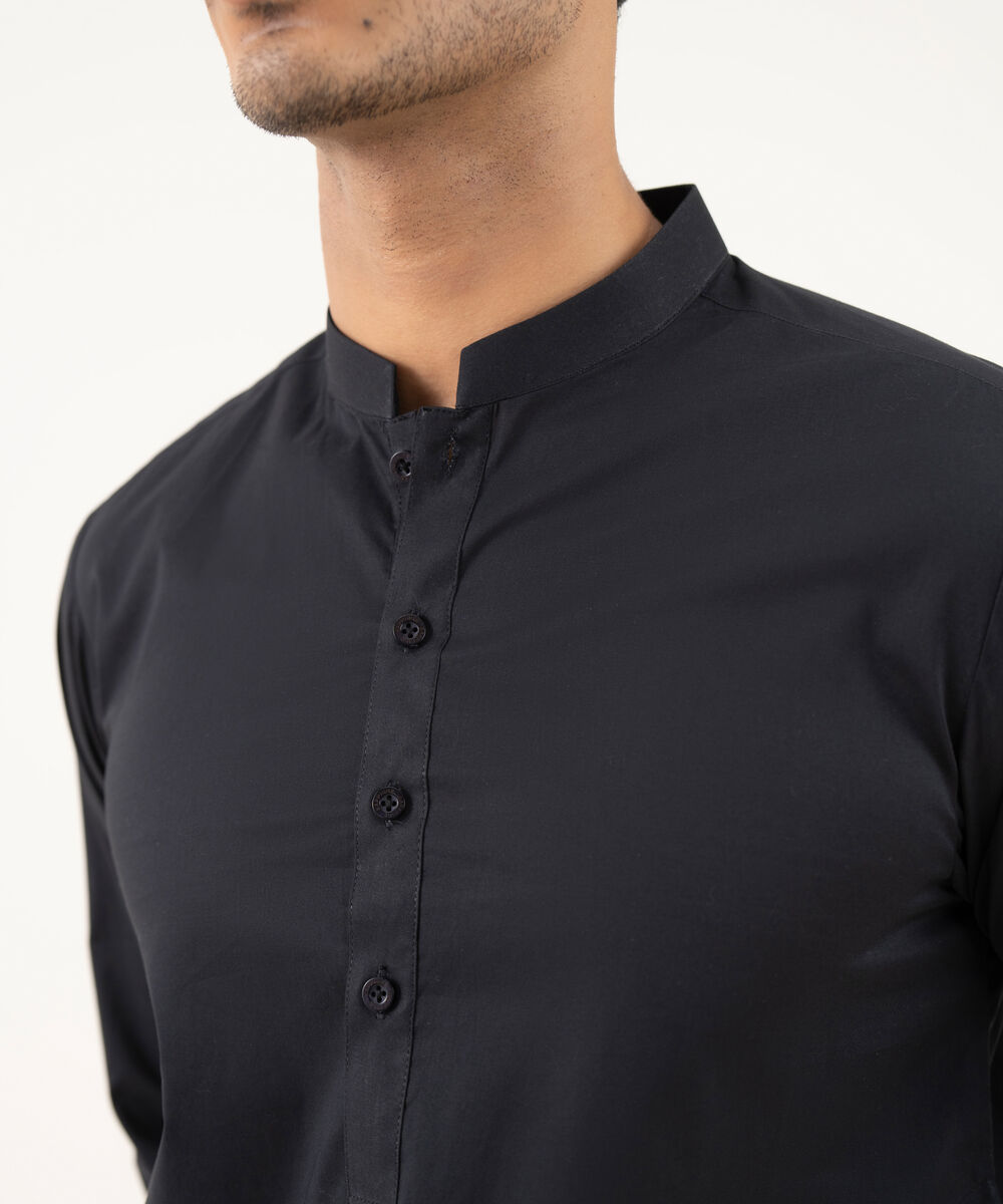 Men's 100% Cotton Plain Black Kurta Shalwar