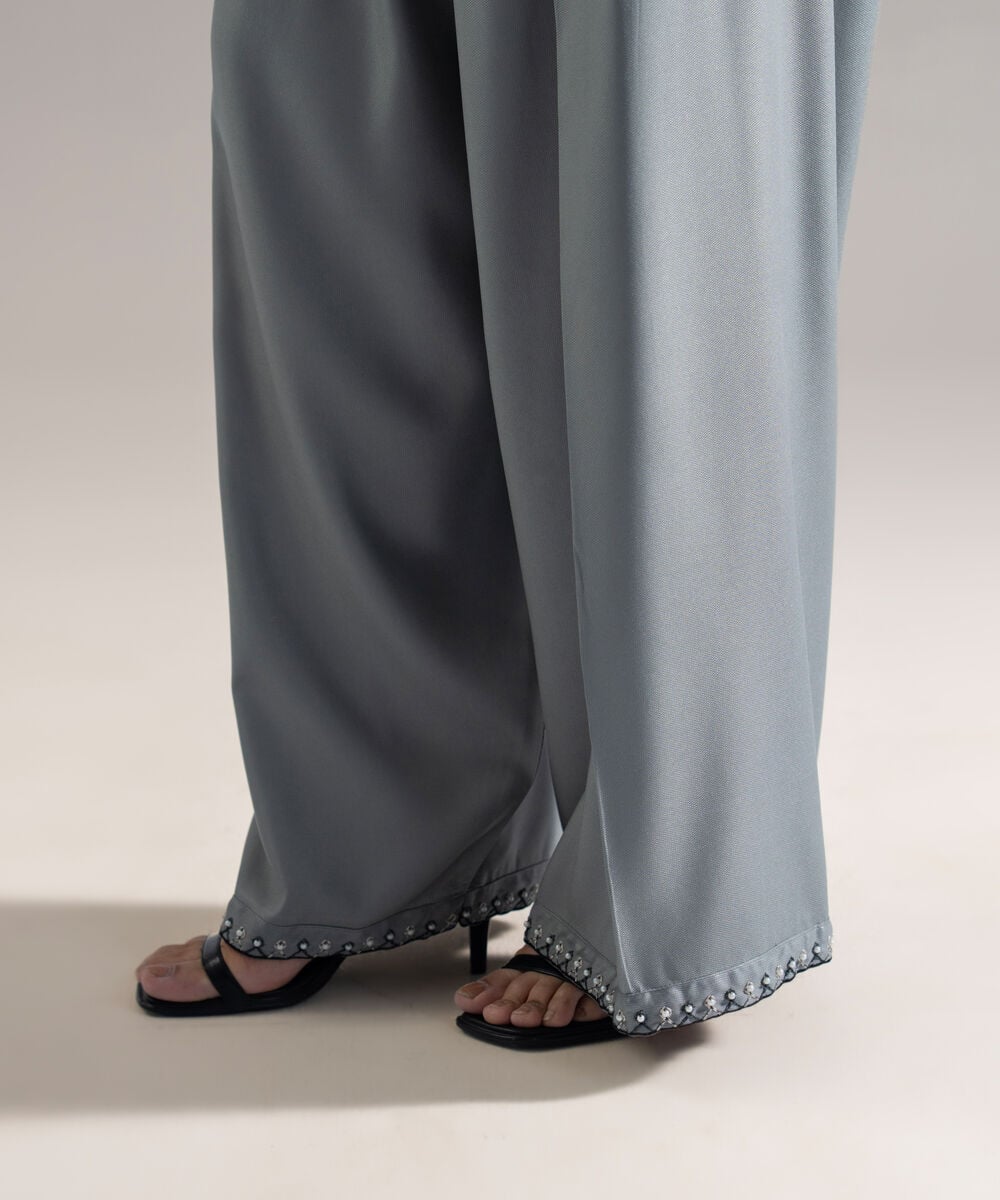 Women's RTW Bedford Solid Grey Farshi Shalwar
