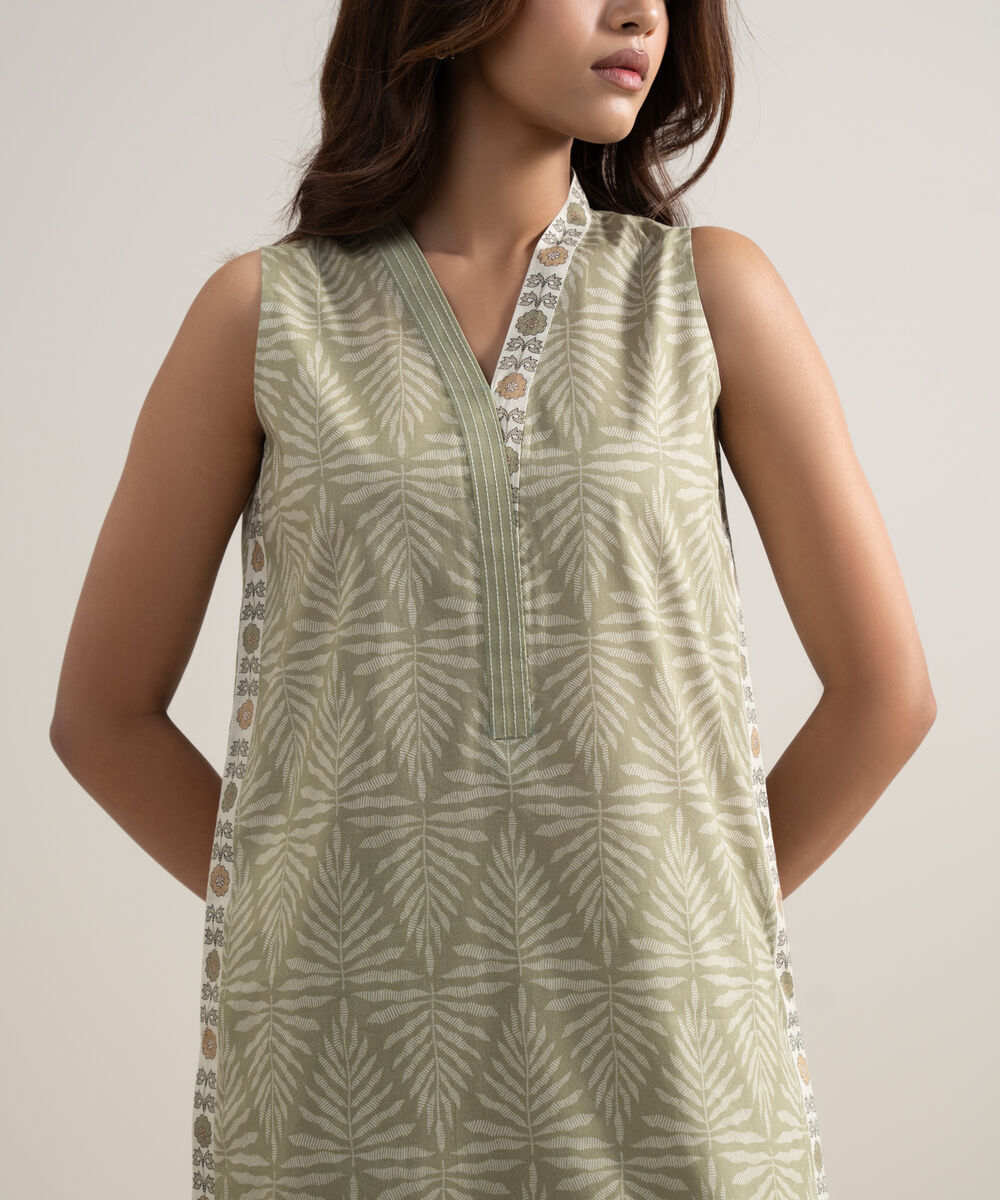 Women's Unstitched Lawn Printed Sage Green 3 Piece Suit