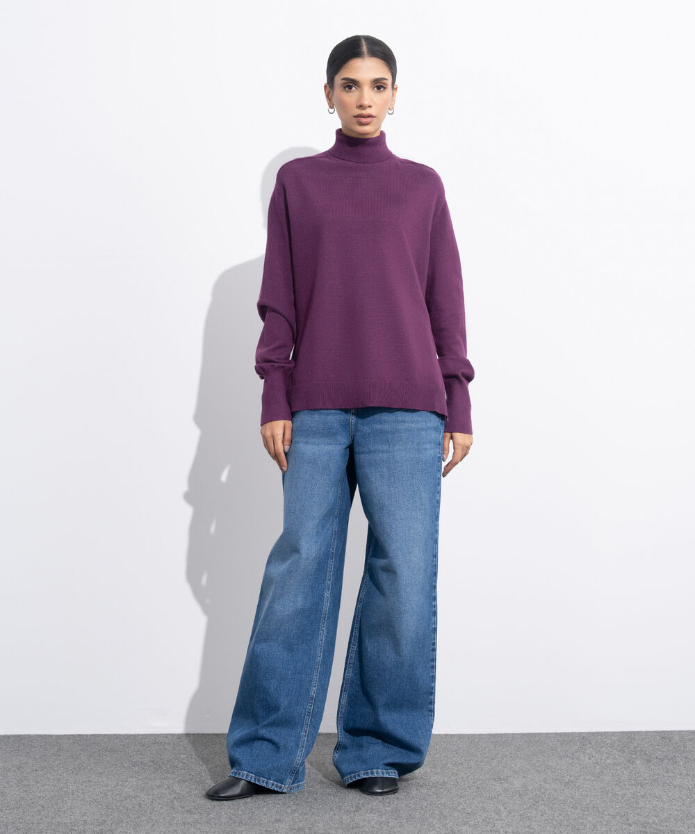 Women's Western Wear Merlot Turtle Neck Knit Sweater