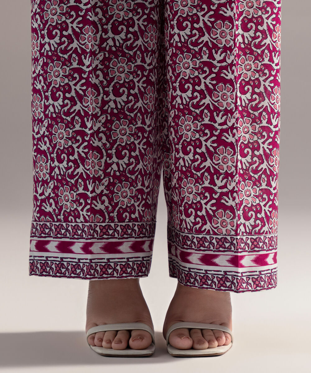 Women's RTW Crosshatch Printed Pink Culottes
